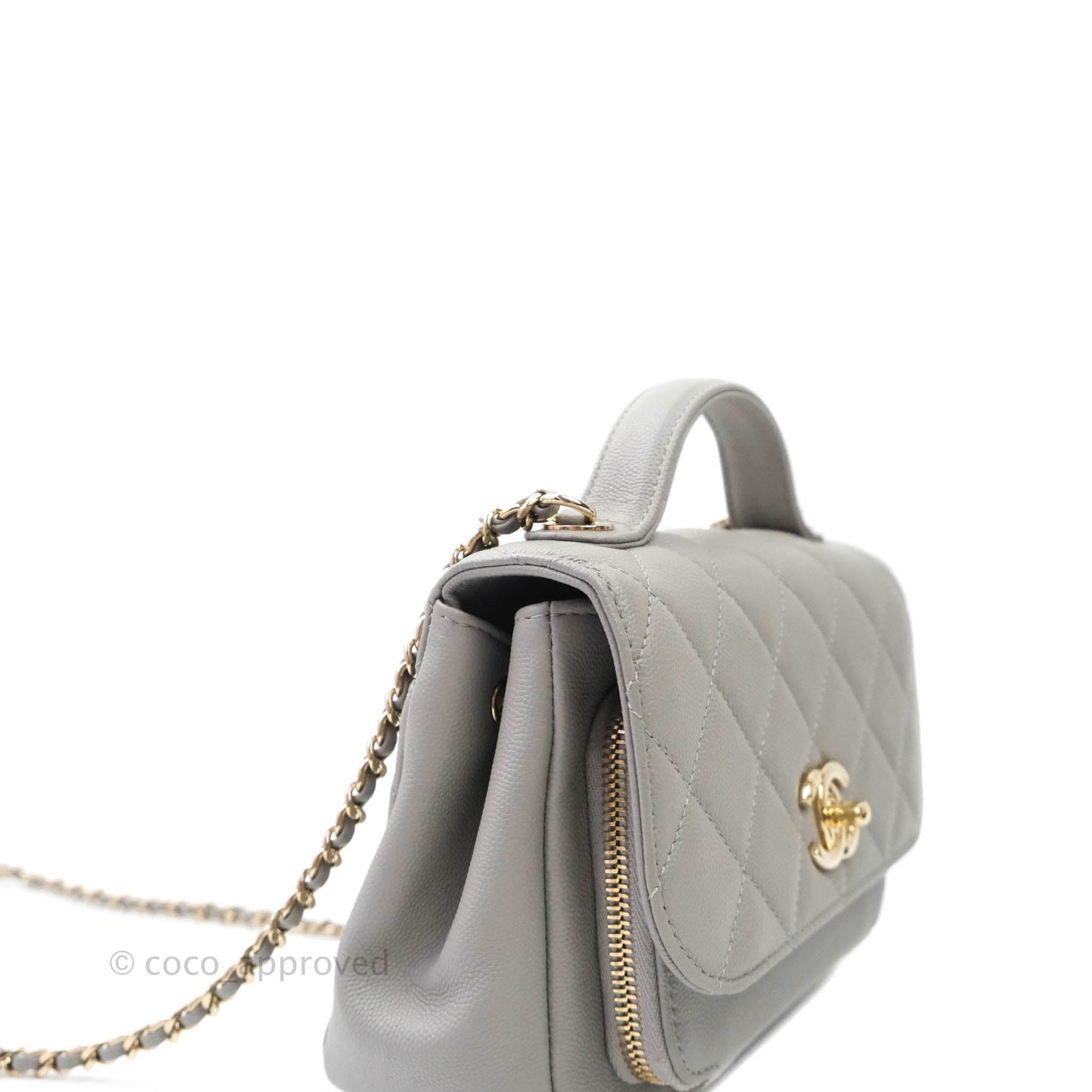 Chanel Quilted Small Business Affinity Flap Grey Caviar Gold Hardware