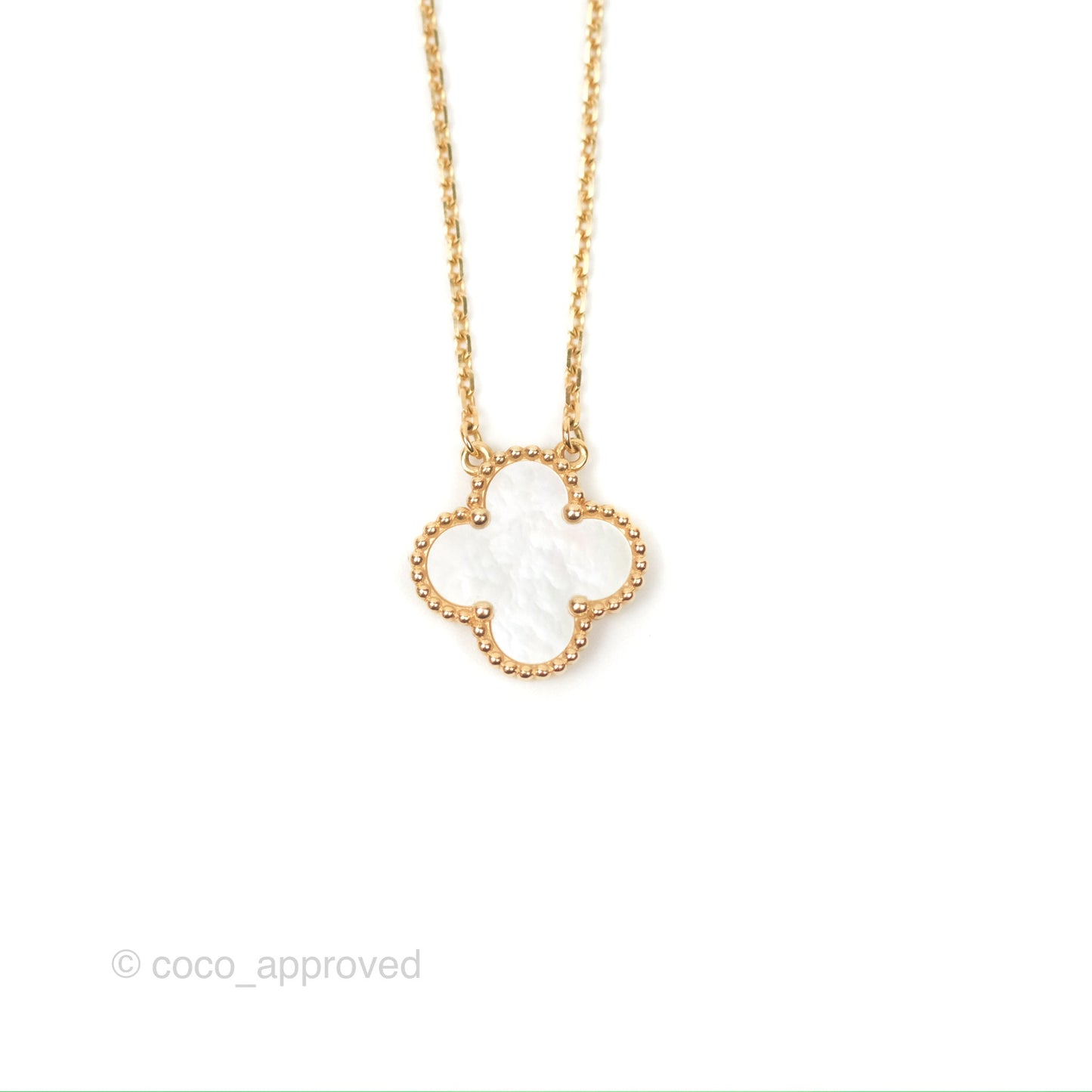 Van Cleef & Arpels Vintage Alhambra Pendant Necklace White Mother-of-pearl Yellow Gold