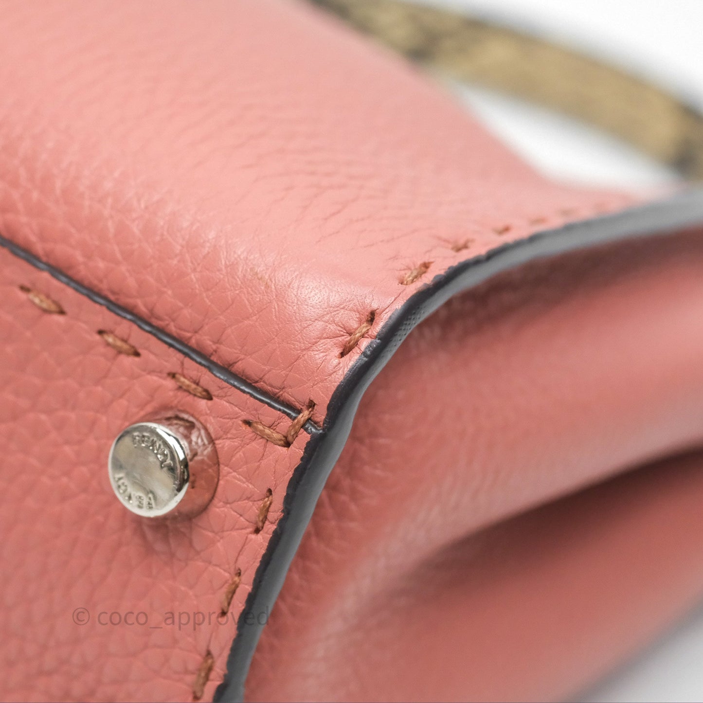Fendi Mini Peekaboo Bag Pink Grained Leather/Python Silver Hardware with Defender