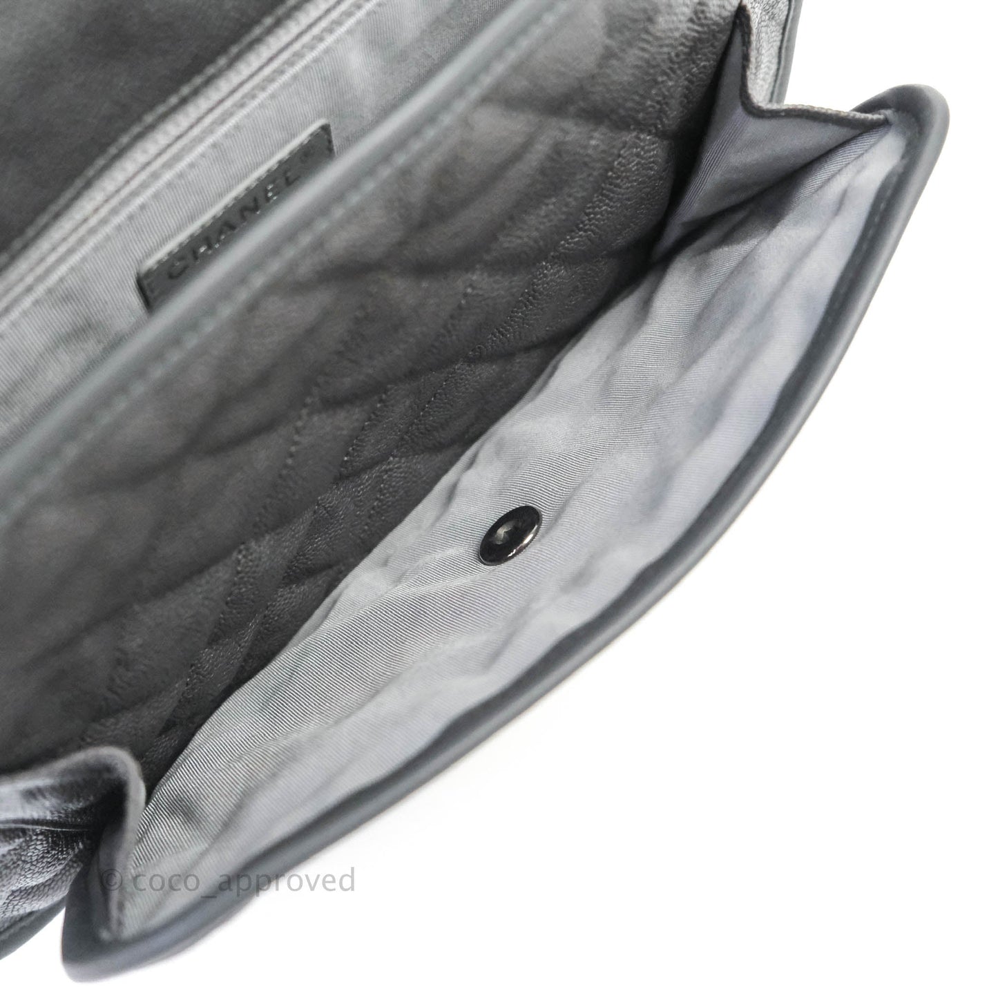 Chanel French Riviera Quilted Large Flap Bag Caviar Grey Silver Hardware