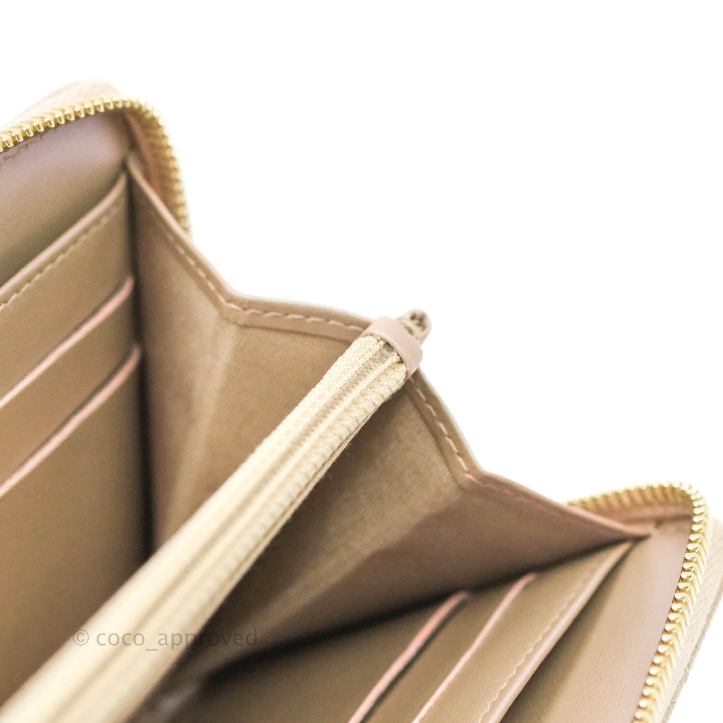 Chanel Quilted Zip Around Long Wallet Iridescent Beige Caviar Gold Hardware 19S
