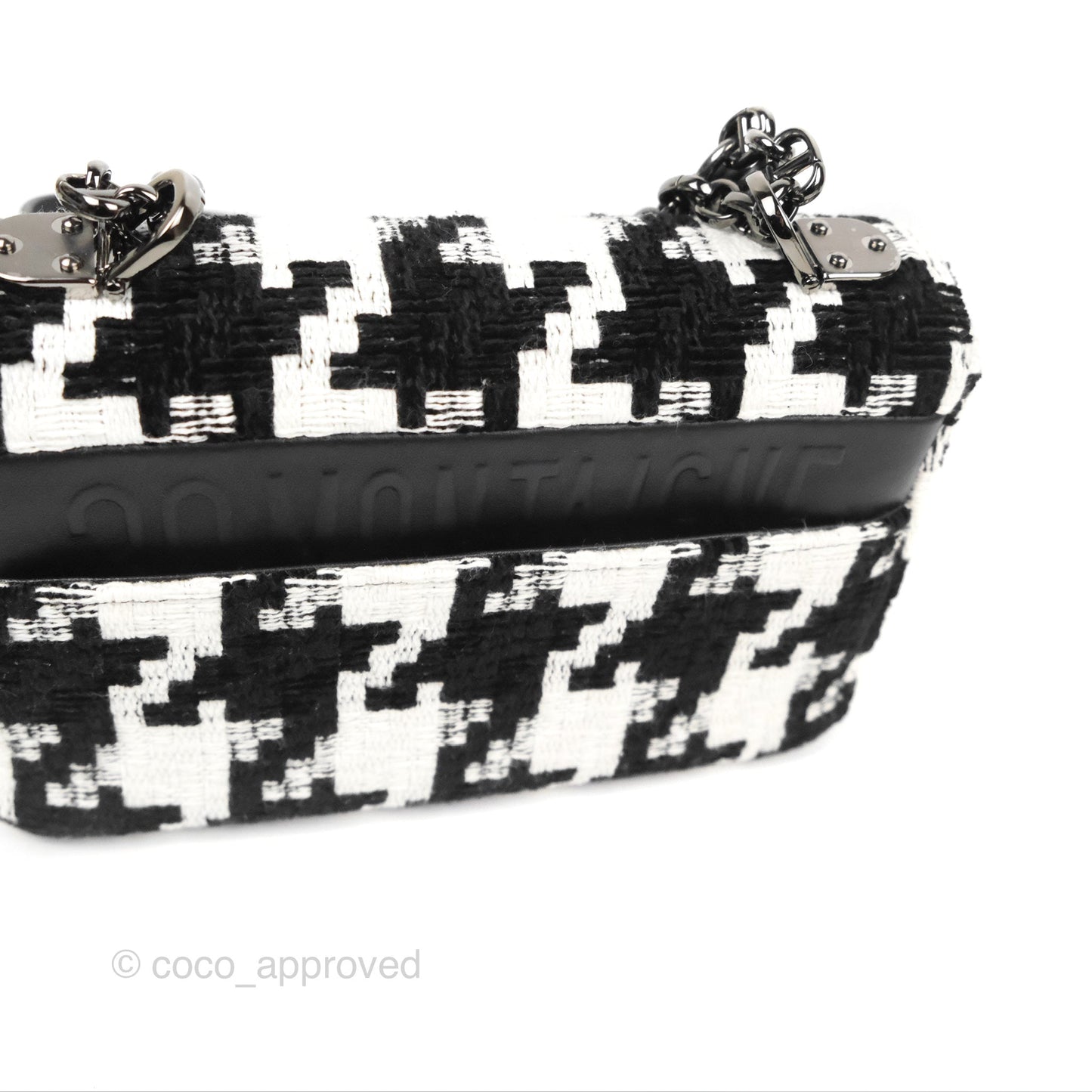 Dior Small Caro Bag Black & White Macro Houndstooth Fabric