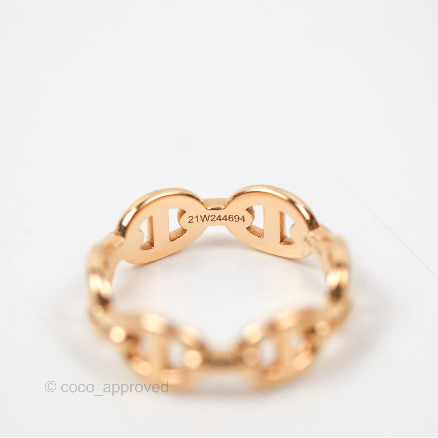 Hermès Chaine d'Ancre Enchainee Band Ring PM Rose Gold Size 50
