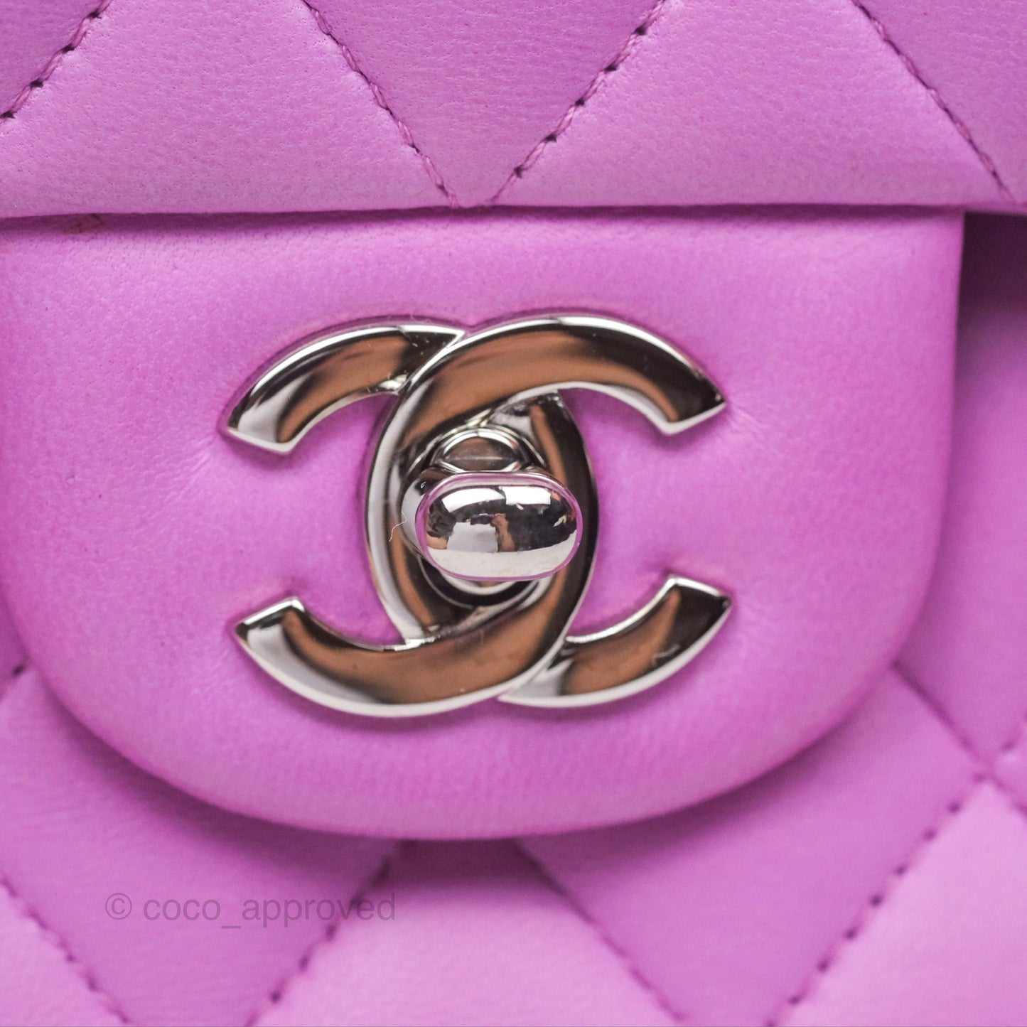 Chanel Medium Classic Flap Quilted Purple Lambskin Silver Hardware