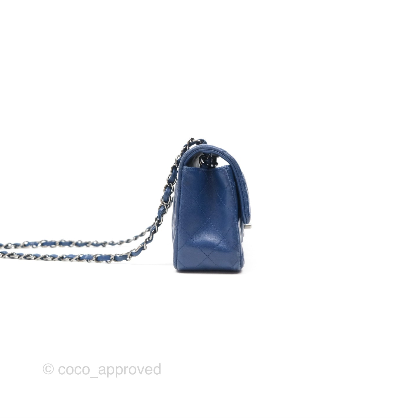 Chanel Mini Rectangular Flap Quilted Navy Lambskin Silver Hardware