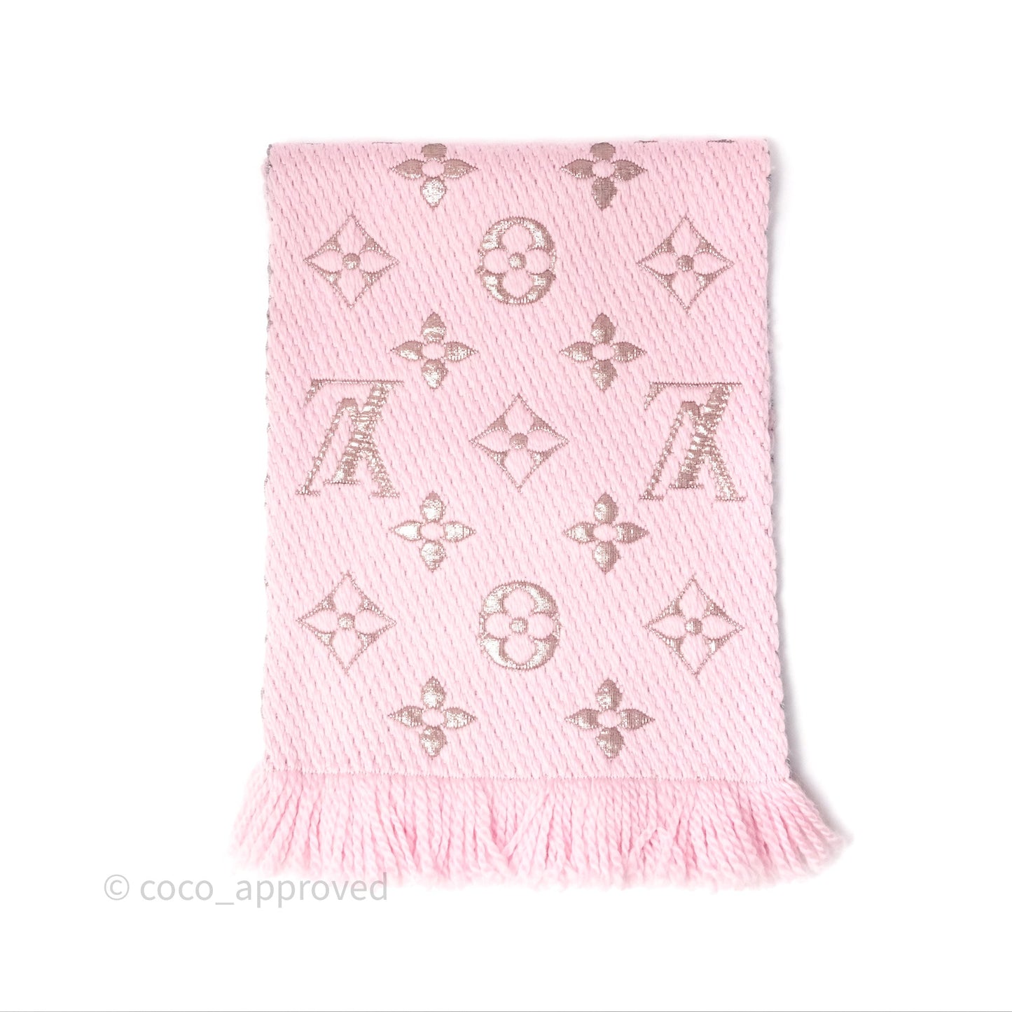 Louis Vuitton Logomania Scarf Pink Wool Silk
