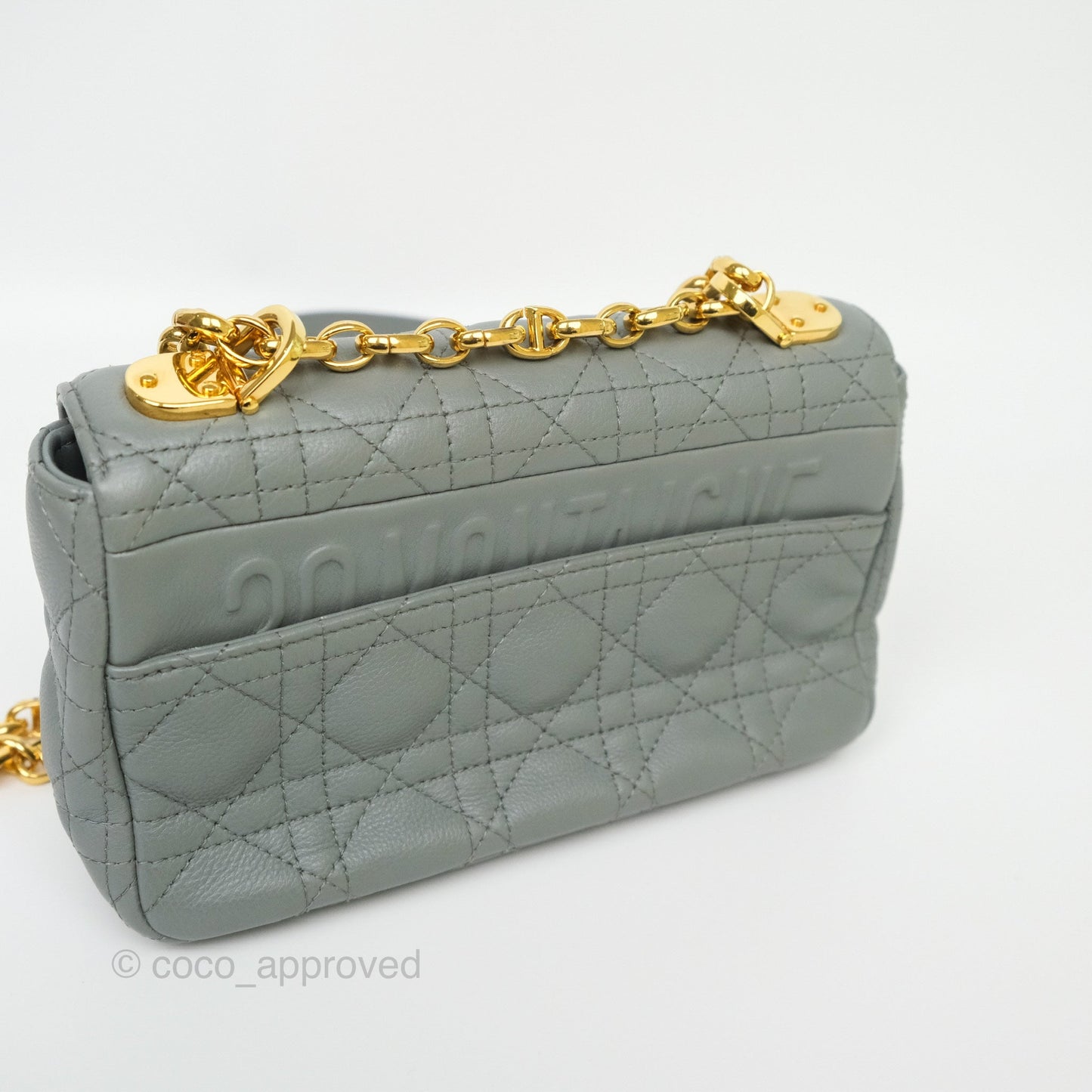Dior Small Caro Bag Grey Supple Cannage Calfskin