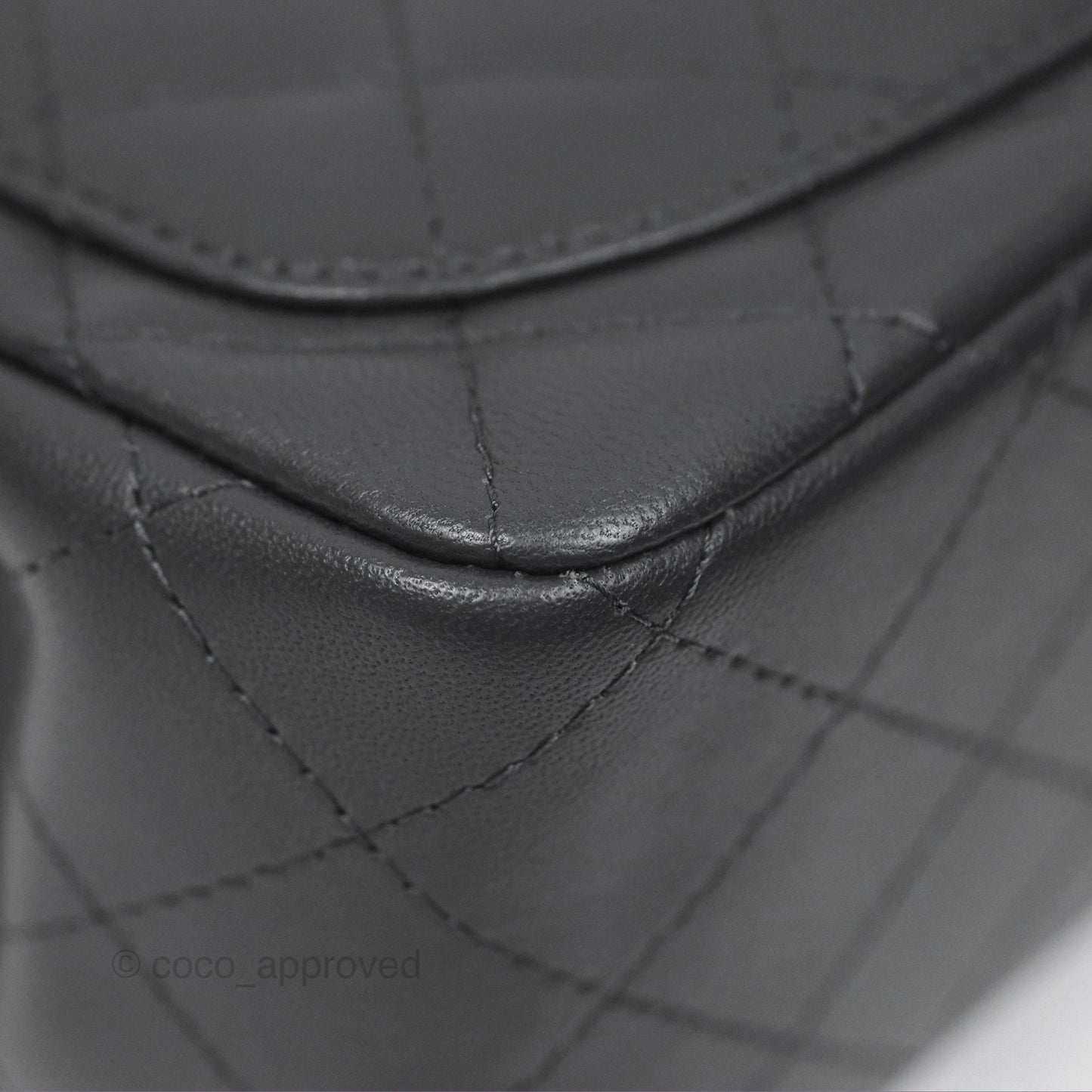 Chanel Mini Square Quilted Grey Lambskin Gold Hardware