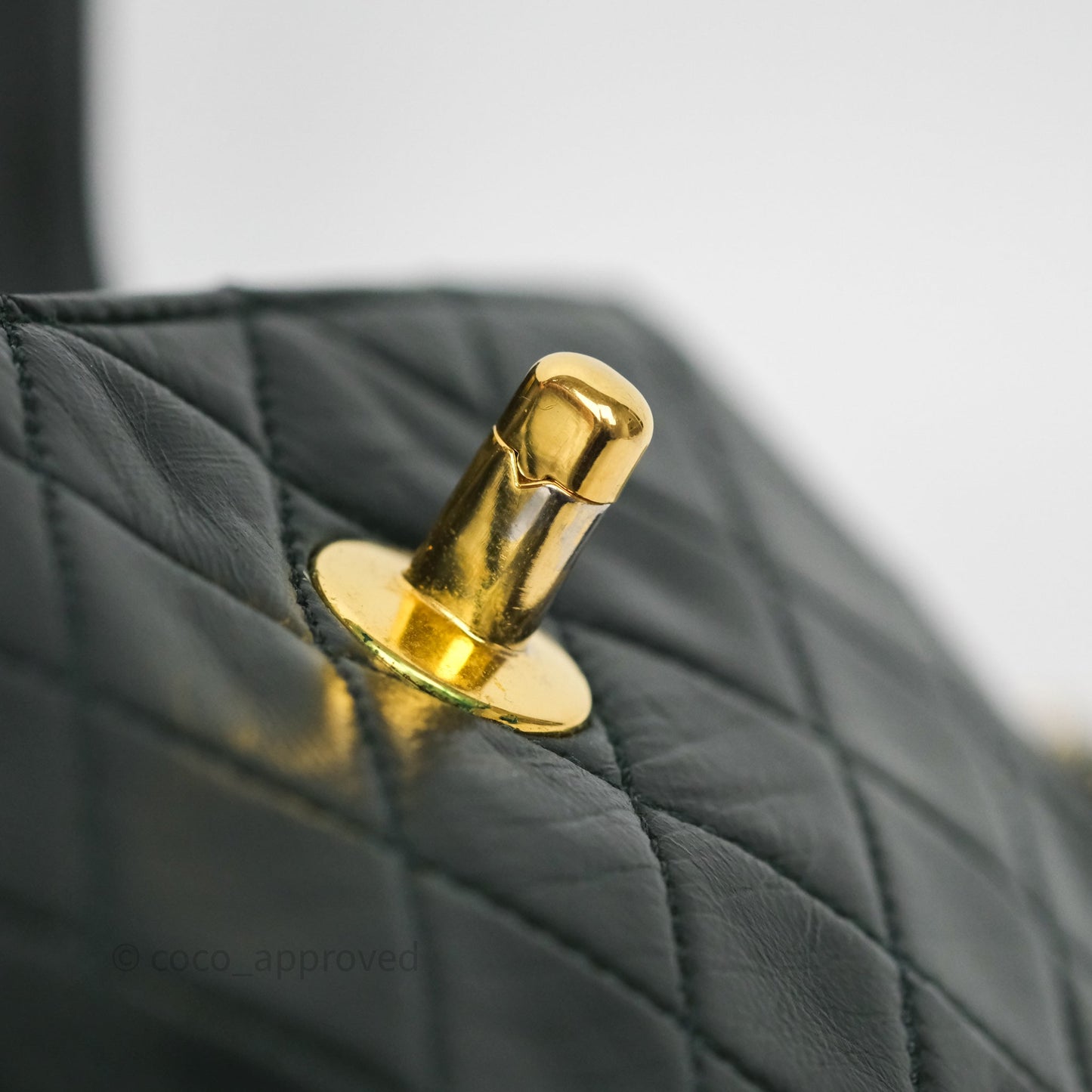 Chanel Vintage Mini Flap Bag Dark Green Lambskin Gold Hardware