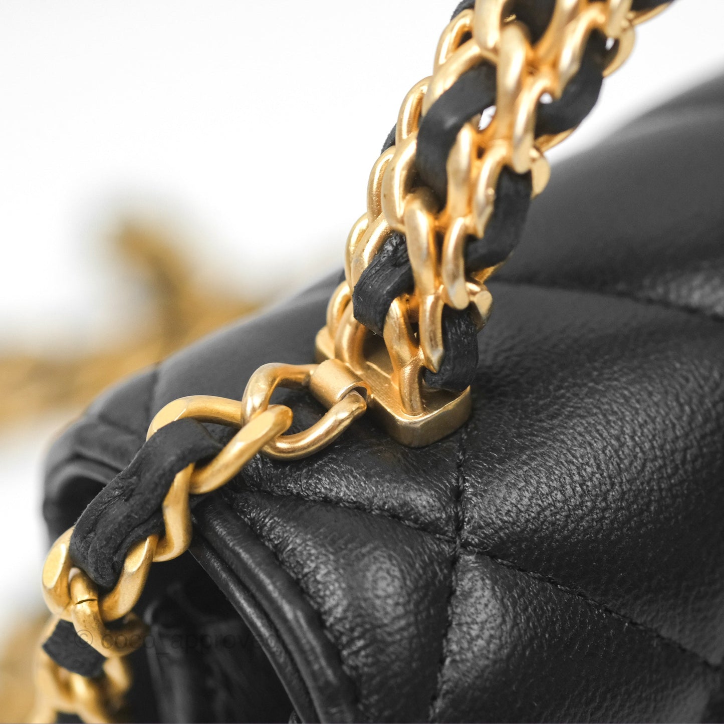 Chanel Top Handle Clutch With Chain Black Lambskin Aged Gold Hardware