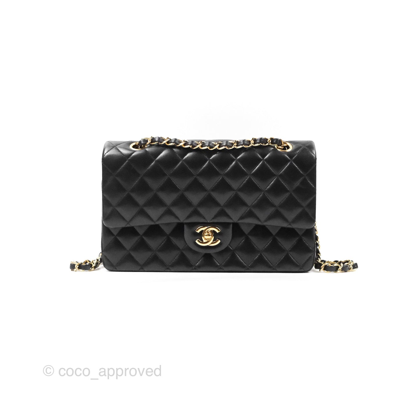 Chanel Classic M/L Medium Flap Quilted Black Lambskin Gold Hardware