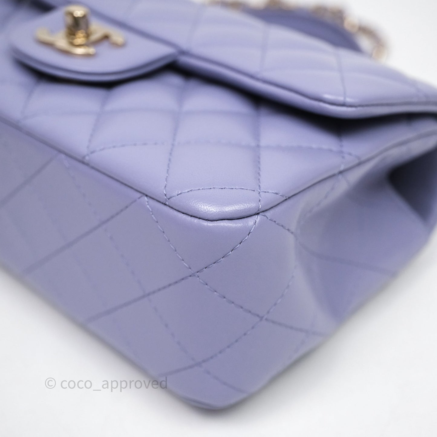 Chanel Top Handle Mini Rectangular Flap Purple Lambskin Gold Hardware