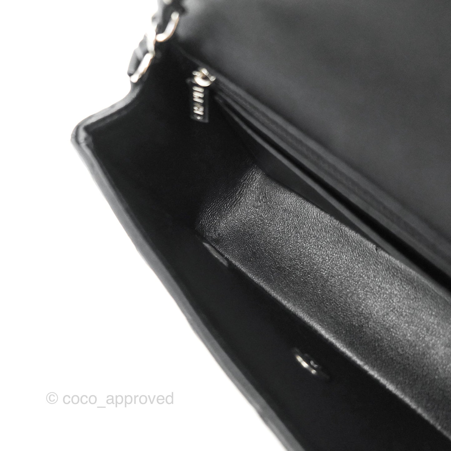 Chanel Quilted Mini Rectangular Flap Black Lambskin Silver Hardware
