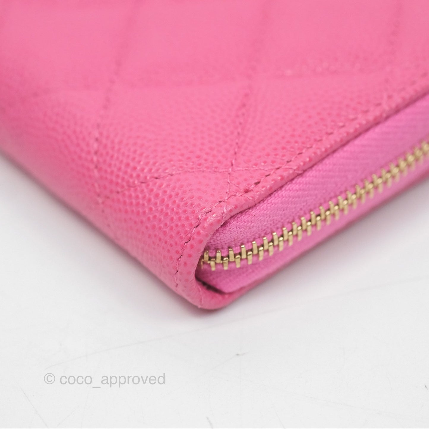 Chanel Quilted Zip Card Holder Pink Caviar Gold Hardware