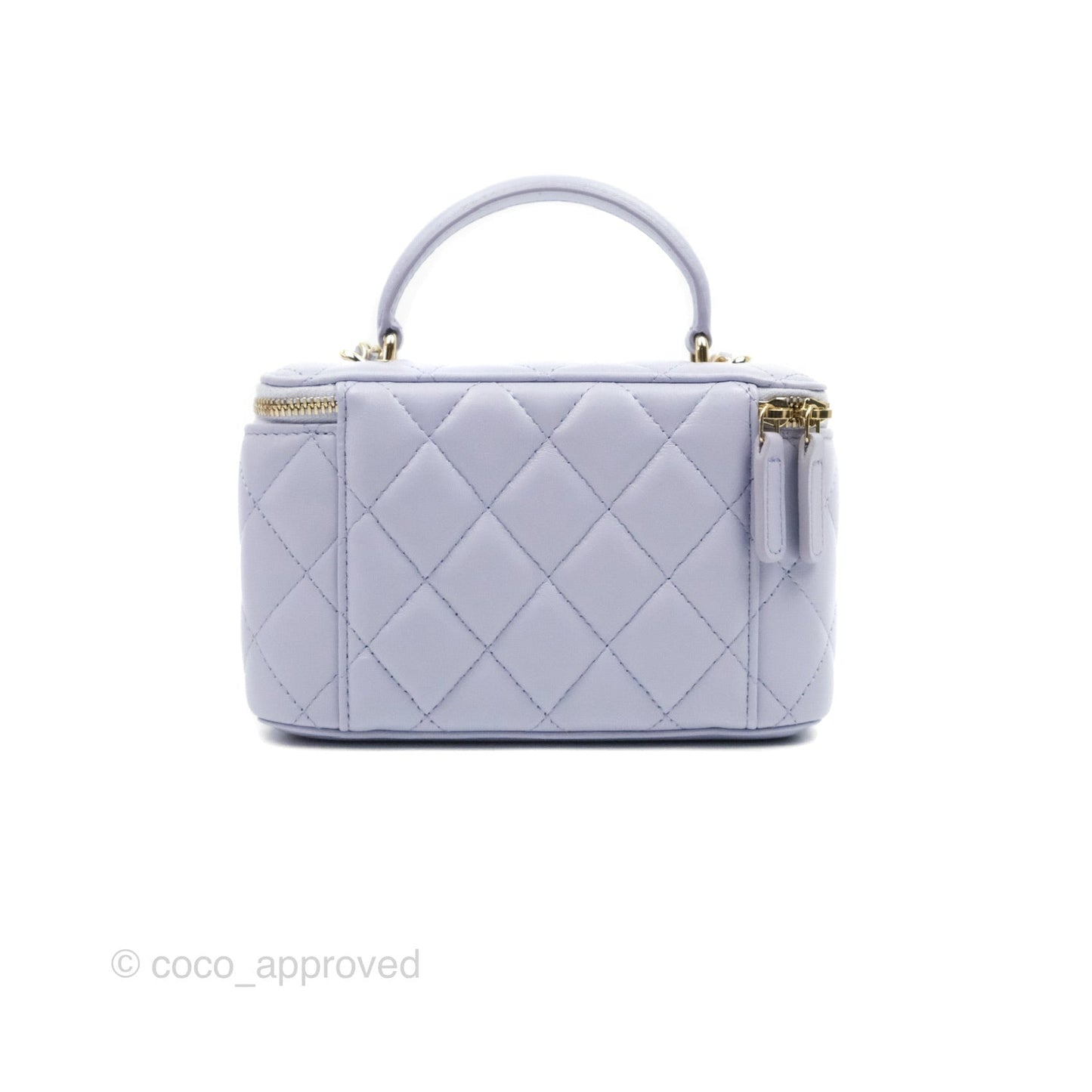 Chanel Vanity Rectangular Top Handle Light Purple Lilac Lambskin Gold Hardware