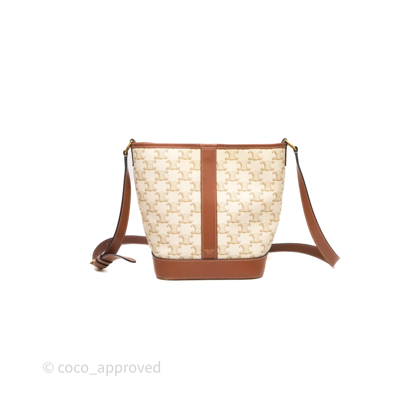 Celine Small Bucket Triomphe Canvas Grege Calfskin