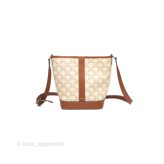 Celine Small Bucket Triomphe Canvas Grege Calfskin