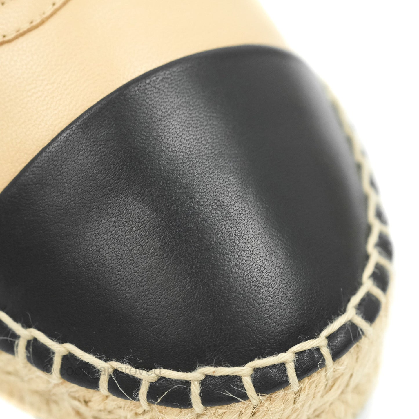 Chanel CC Espadrilles Beige Black Lambskin Size 38