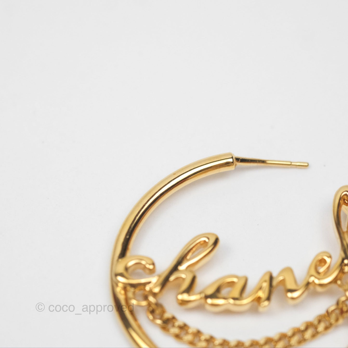 Chanel CC Logo Hoop Earrings Gold Tone 24C