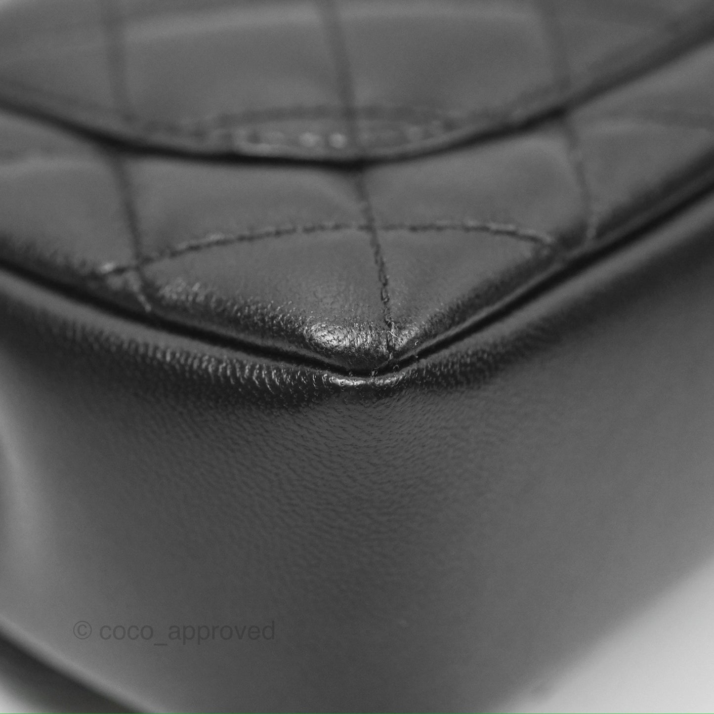 Chanel Mini Flap Bag with Pearl Chain Black Shiny Lambskin Aged Gold Hardware 24P