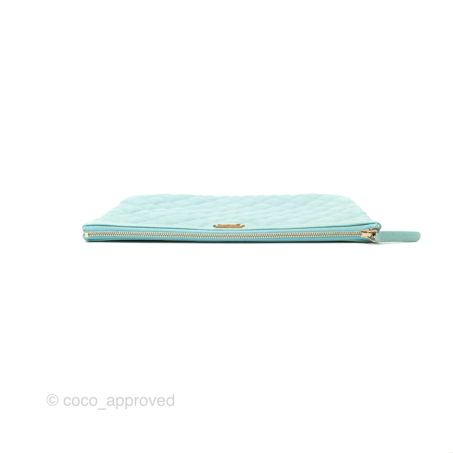 Chanel Medium O Case Boy Tiffany Blue Caviar Gold Hardware