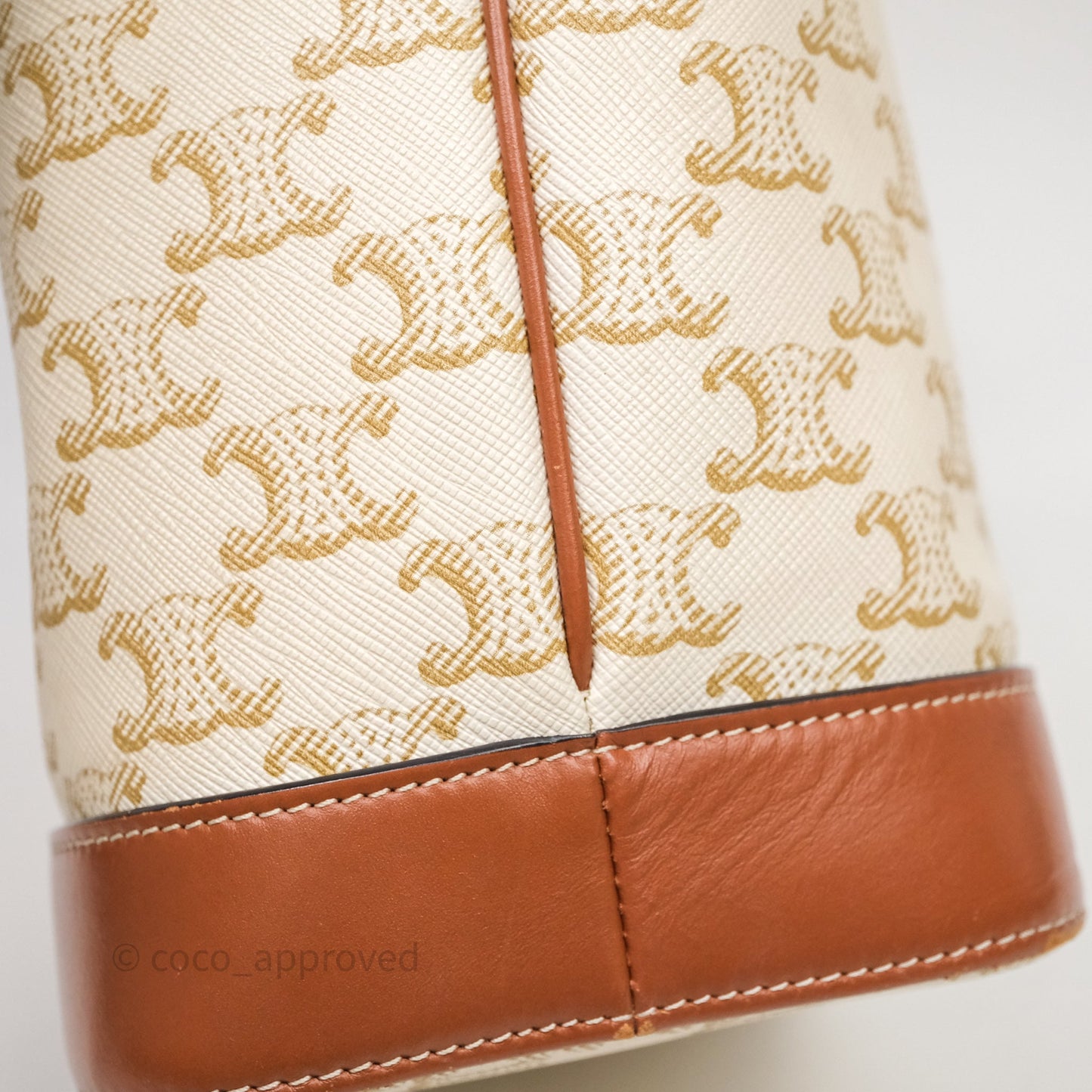 Celine Small Bucket Triomphe Canvas Grege Calfskin