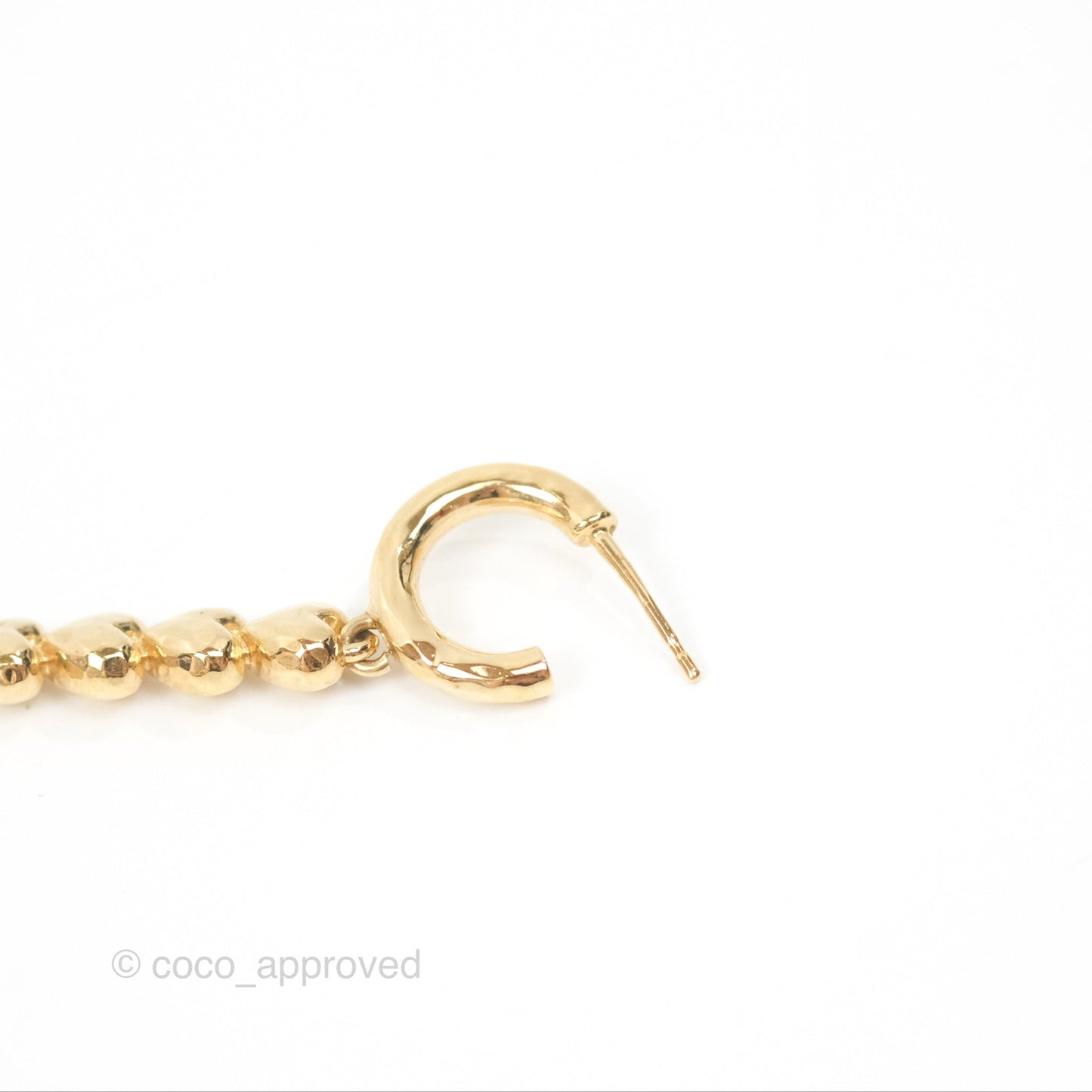 Chanel Crystal CC Heart Drop Earrings Gold Tone 23P