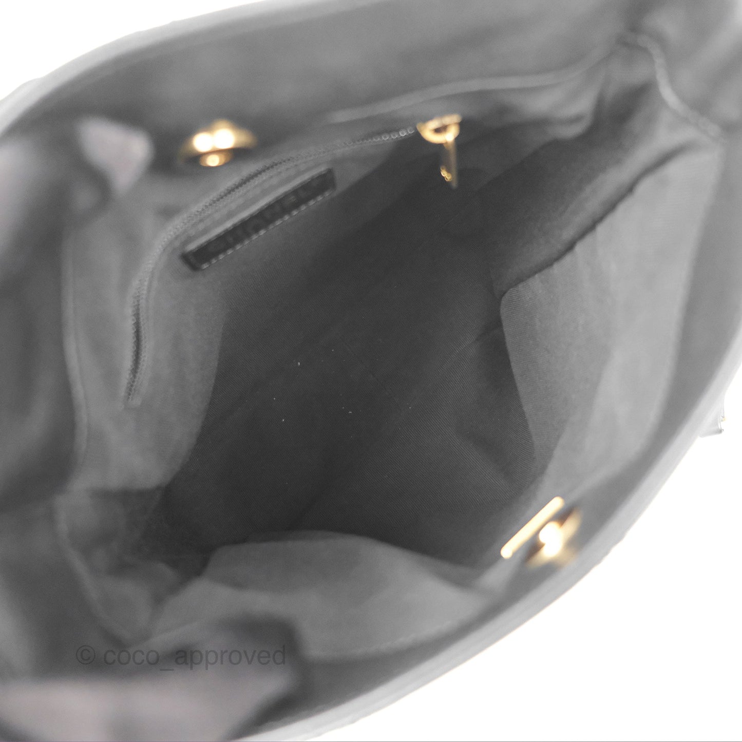 Chanel Drawstring Tote Bag Black Calfskin Aged Gold Hardware