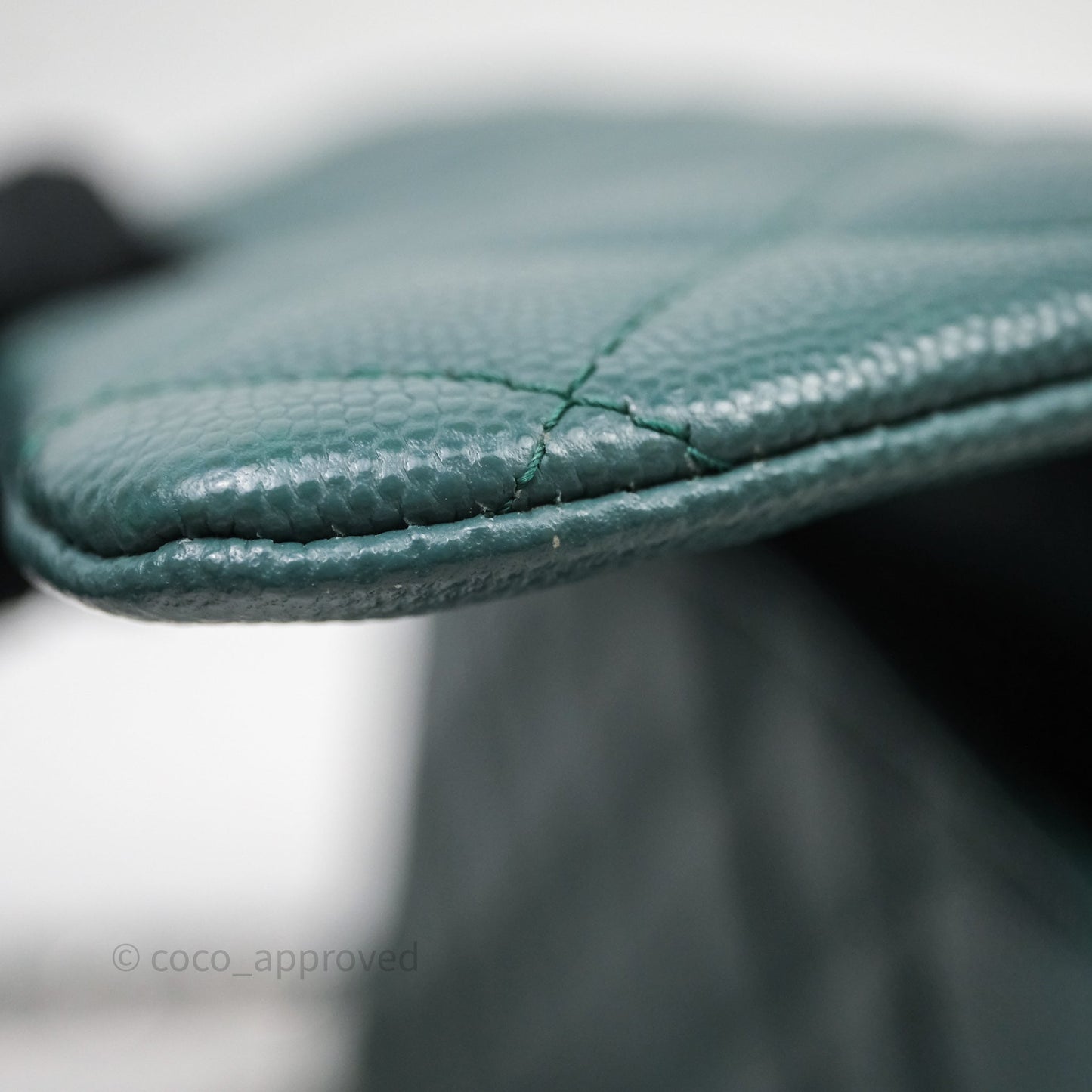 Chanel Quilted Mini Square Flap Dark Green Caviar Silver Hardware