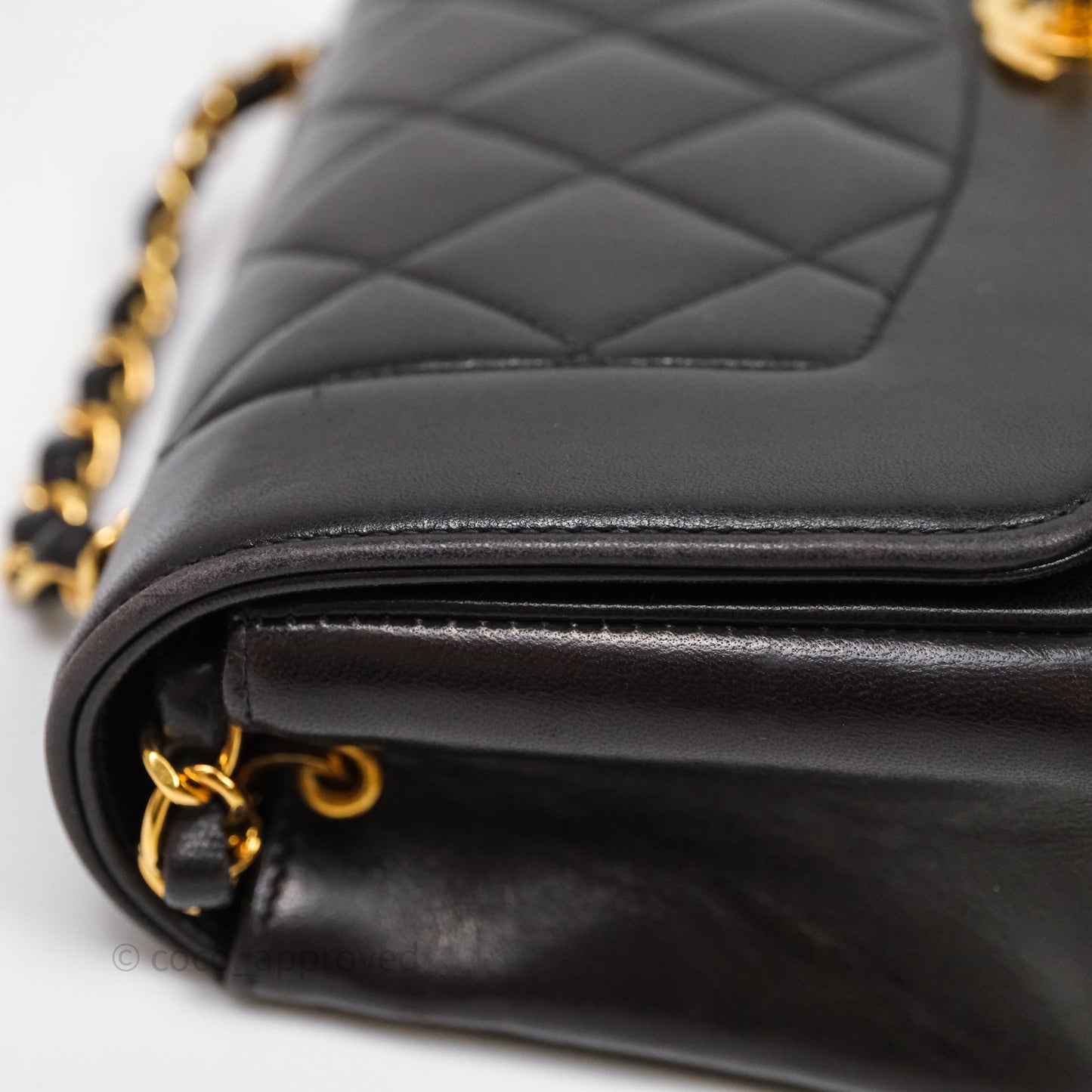 Chanel Vintage Small Quilted Classic Diana Flap Bag Black Lambskin 24K Gold Hardware
