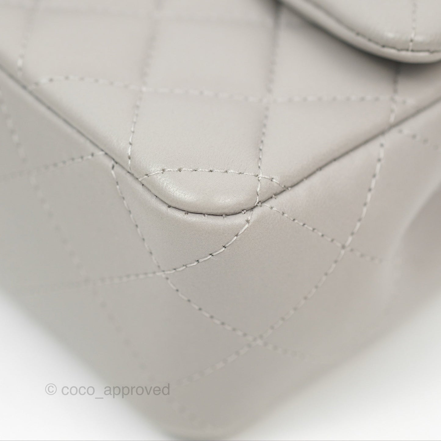 Chanel Quilted Mini Rectangular Grey Lambskin Silver Hardware