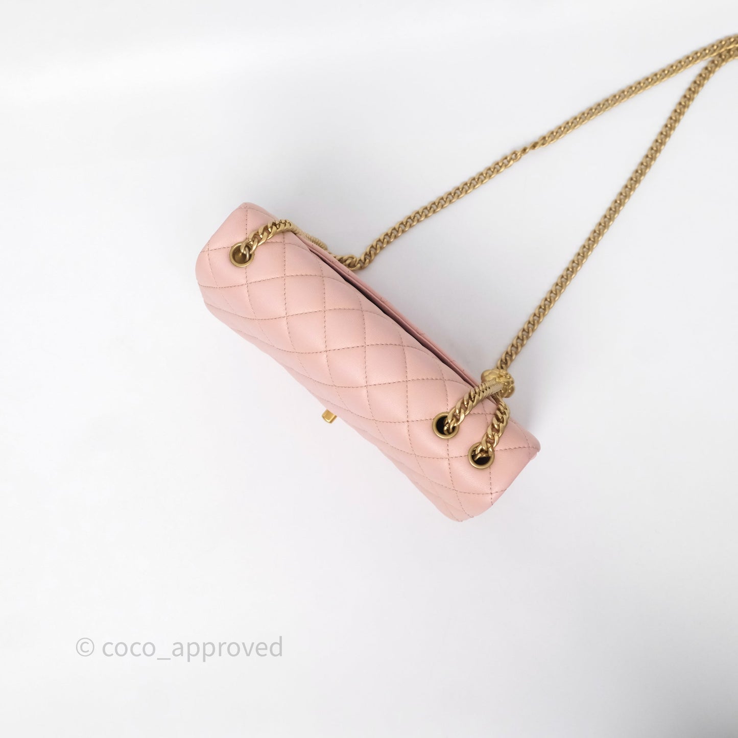 Chanel Quilted Flap Bag With Camellia Adjustable Lambskin Pink Aged Gold Hardware