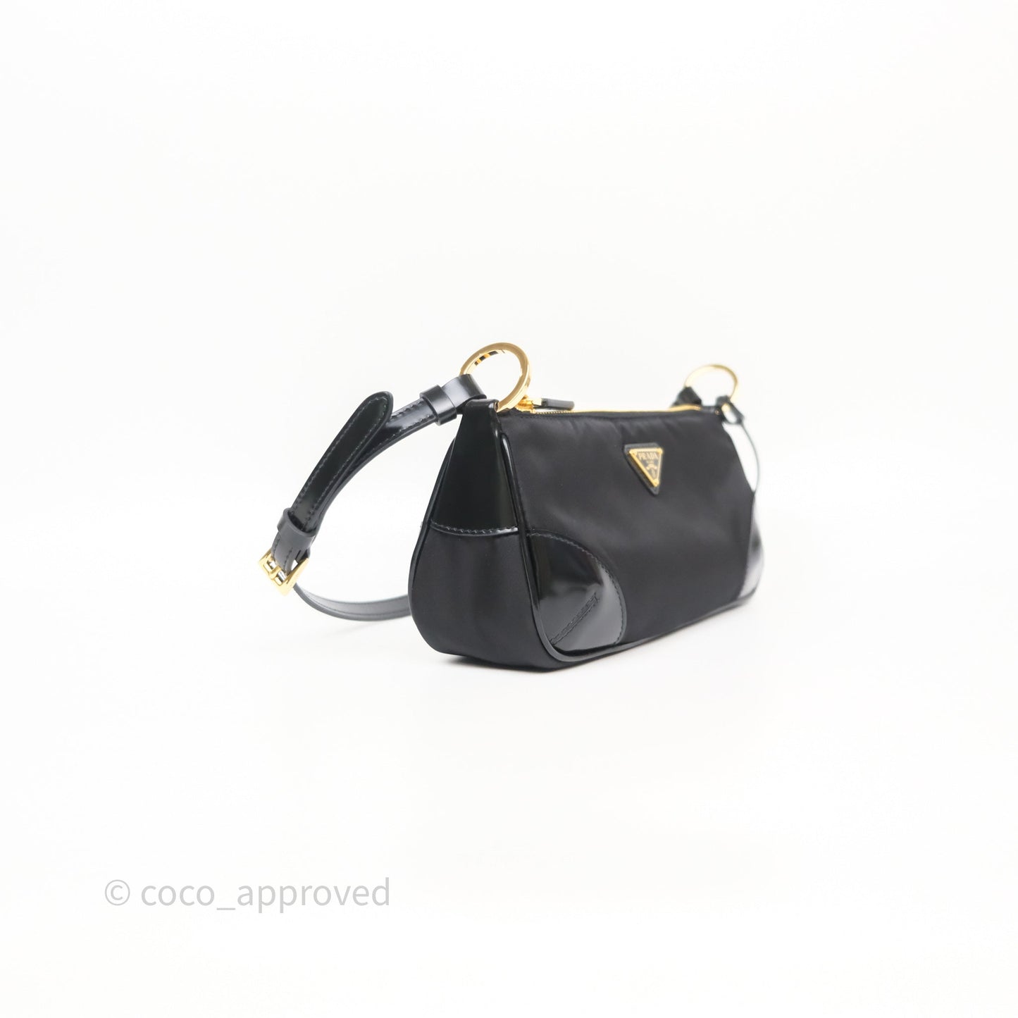 Prada Re-Edition 2002 Re-Nylon Small Shoulder Bag Black Gold Hardware