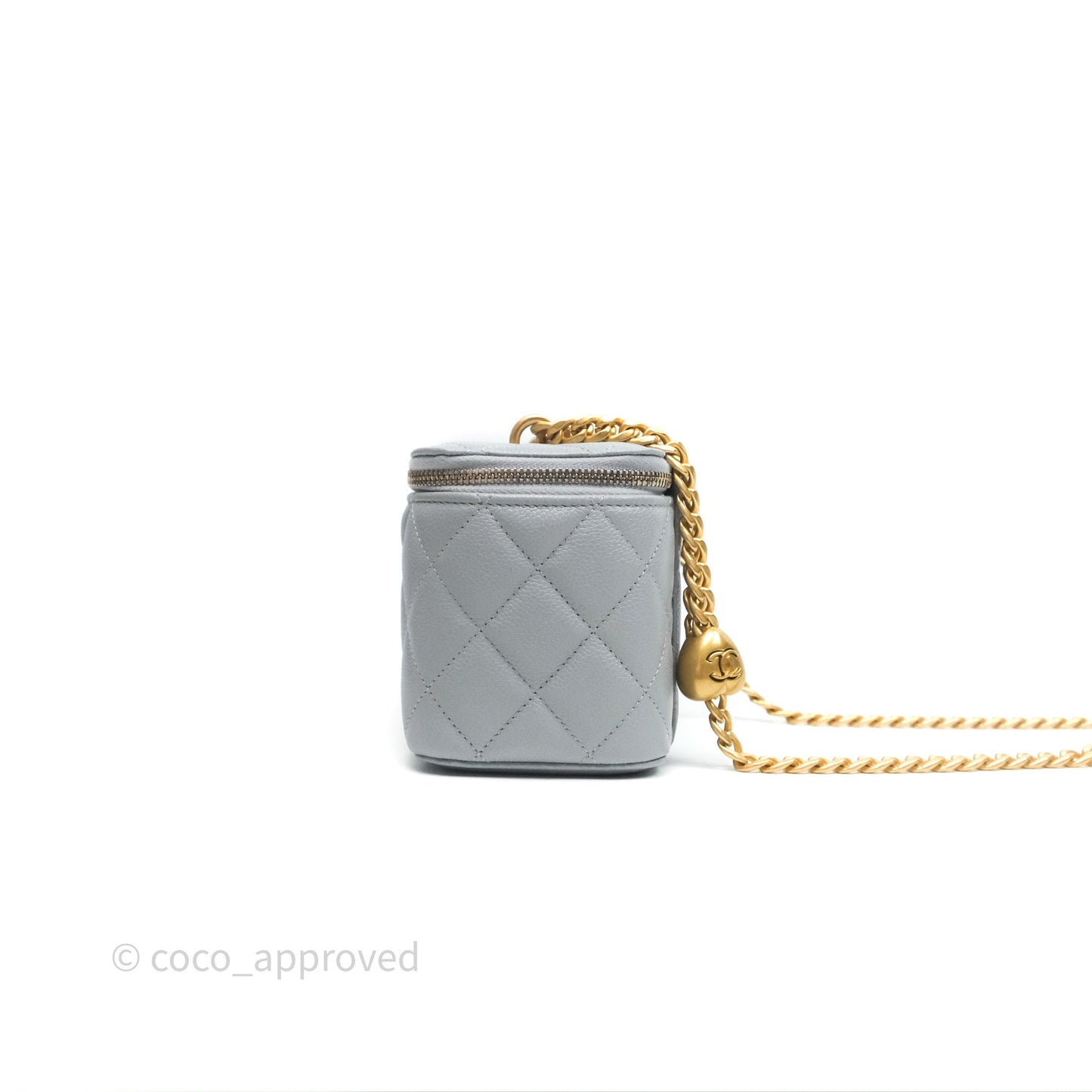 Chanel Heart Crush Vanity With Chain Grey Caviar Aged Gold Hardware