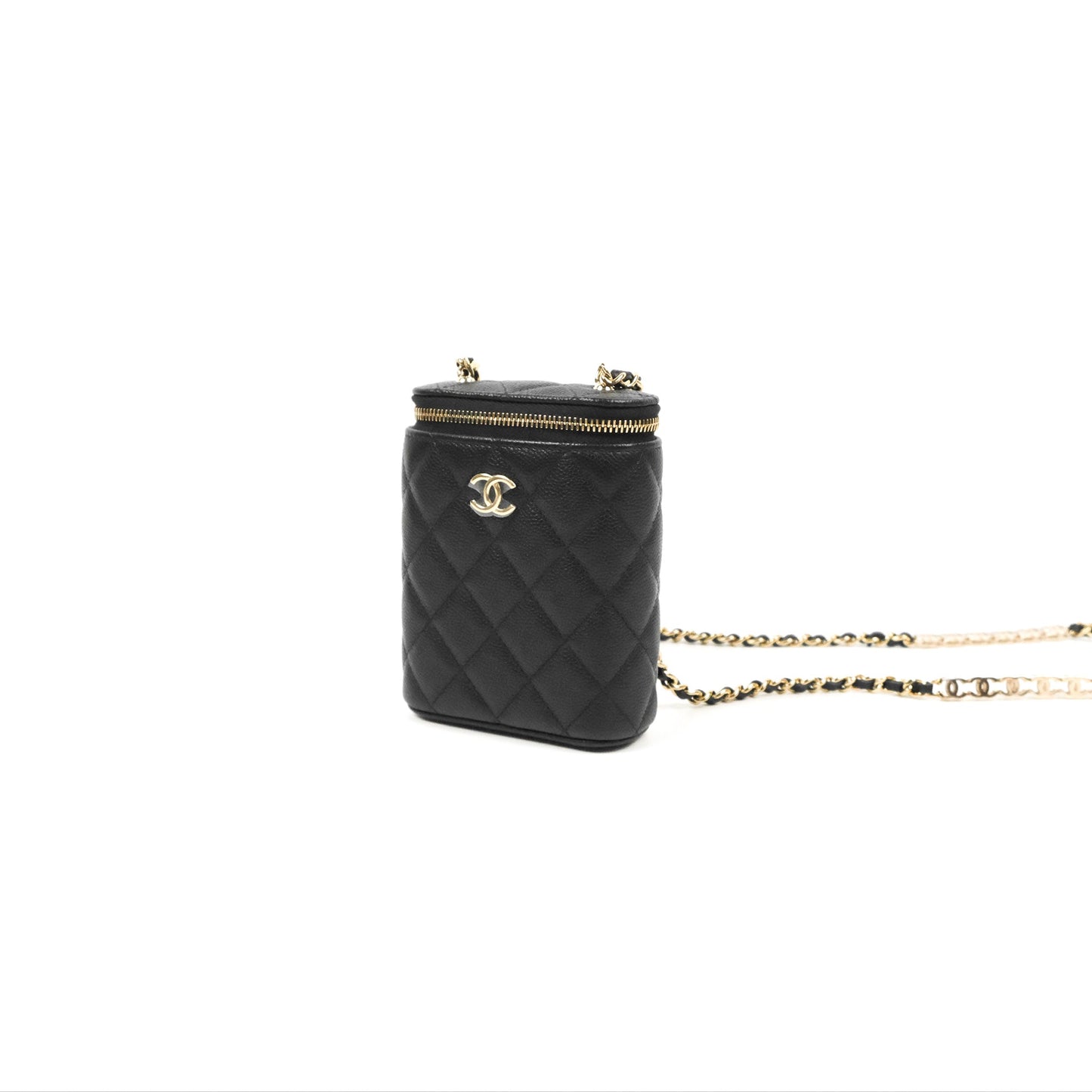 Chanel Classic Mini Vanity With Chain Black Caviar Gold Hardware