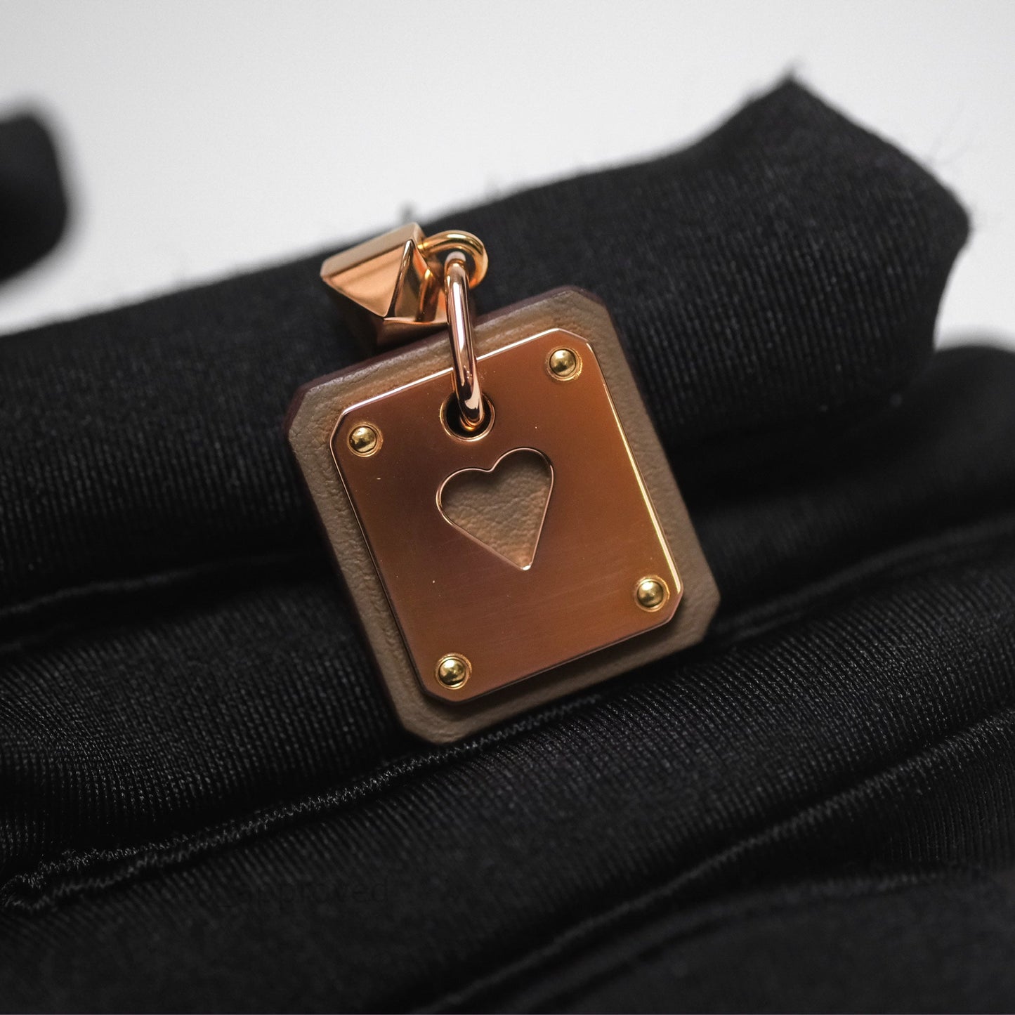 Hermès As De Coeur Drop Earrings Etoupe Swift Rose Gold Hardware