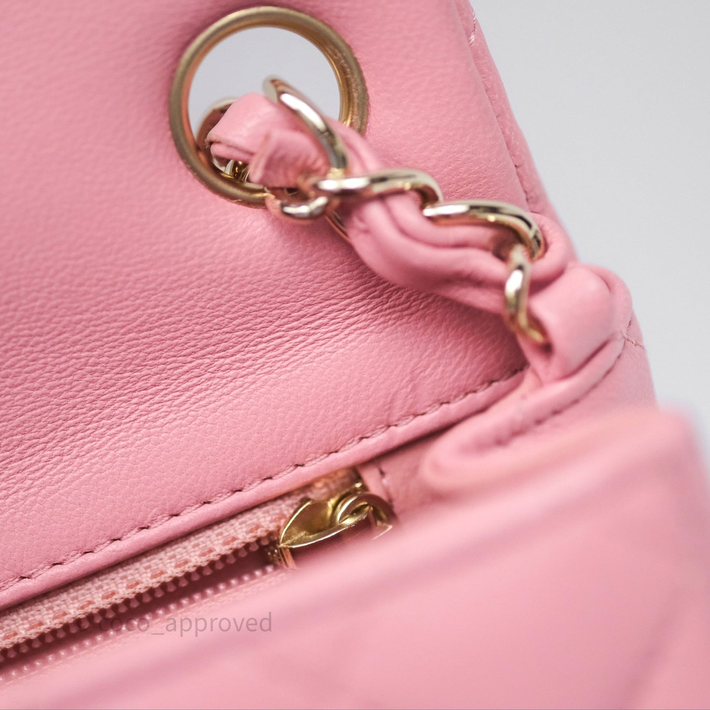 Chanel Mini Square Flap Quilted Pink Lambskin Gold Hardware