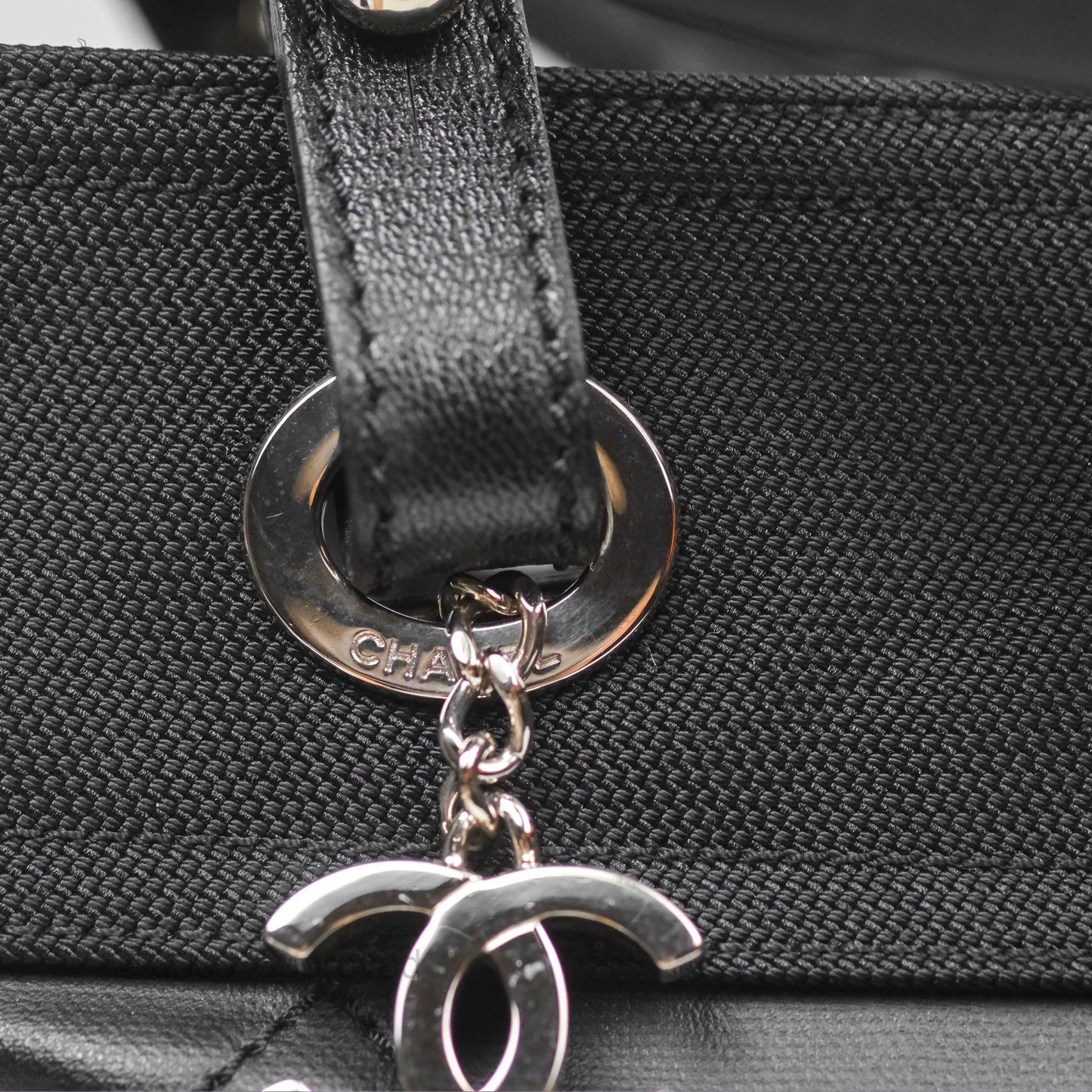 Chanel Quilted Paris Biarritz Tote PM Black Coated Canvas
