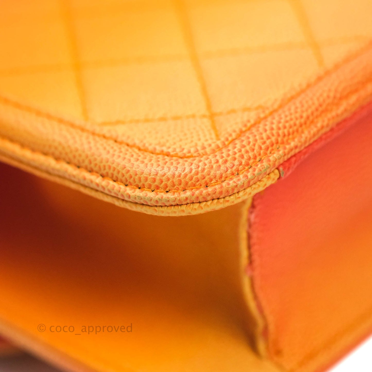 Chanel Quilted Sunset On The Sea Orange Flap Bag Caviar Aged Gold Hardware