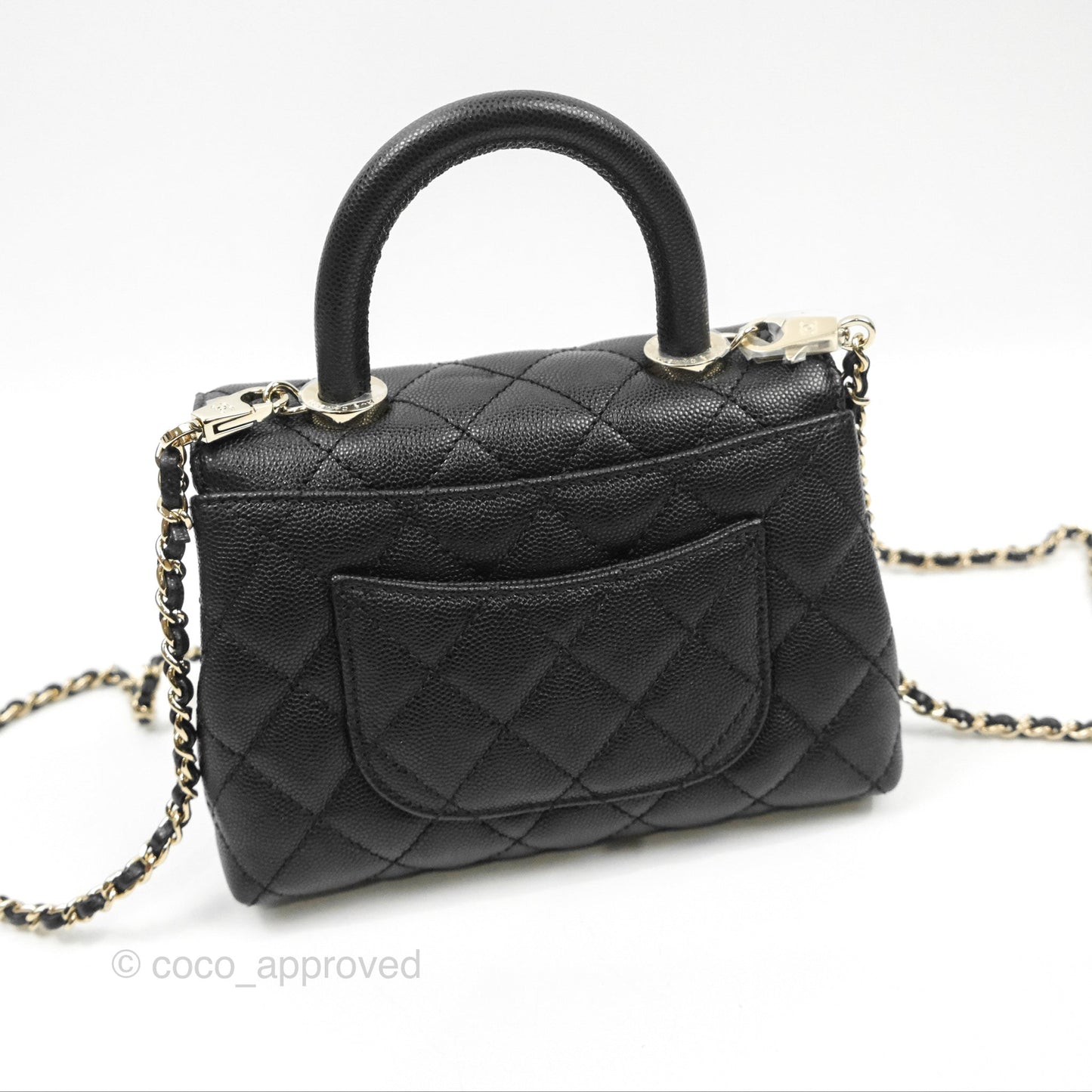 Chanel Mini Coco Handle Quilted Black Caviar Gold Hardware