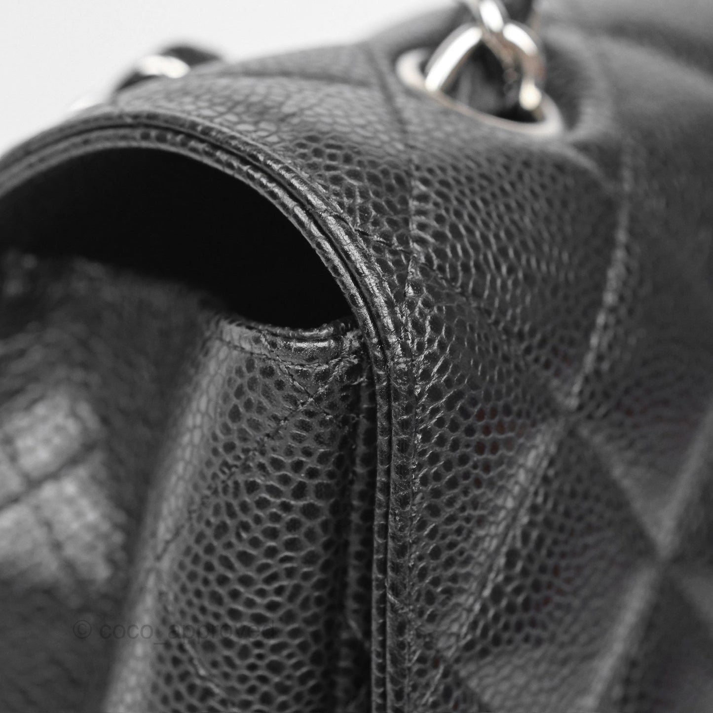 Chanel Maxi Single Flap Quilted Black Caviar Silver Hardware