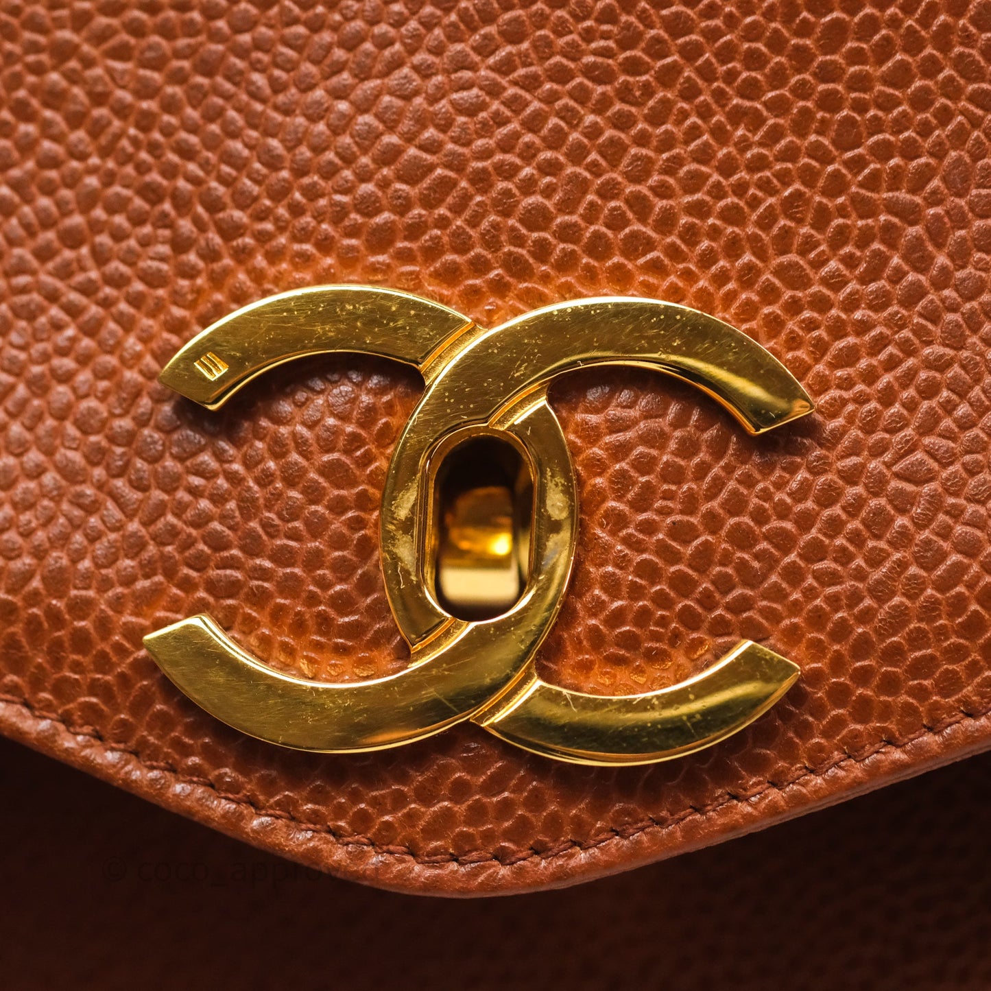 Chanel Vintage Tote Caramel Caviar 24K Gold Hardware