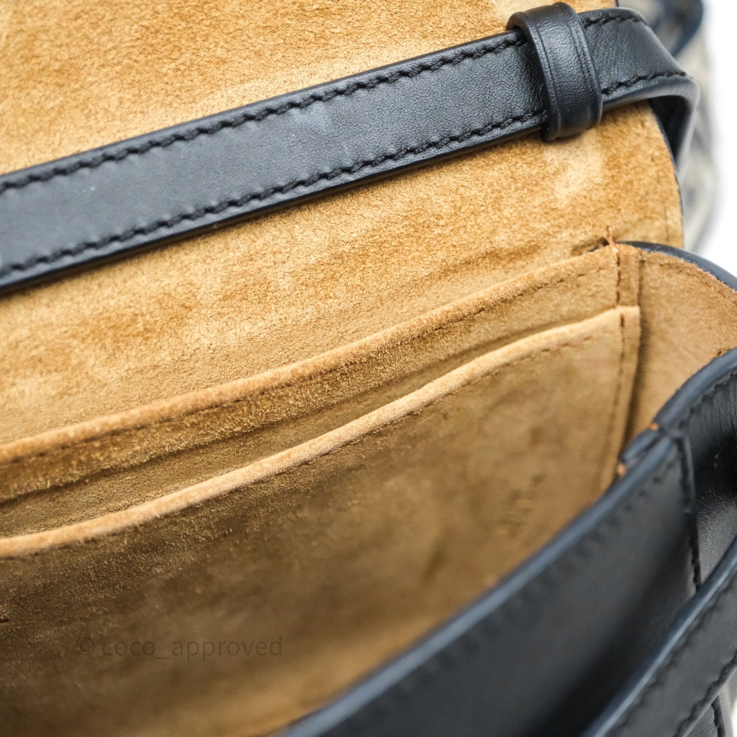 Loewe Mini Gate Dual Bag in Soft Calfskin & Jacquard Strap Black