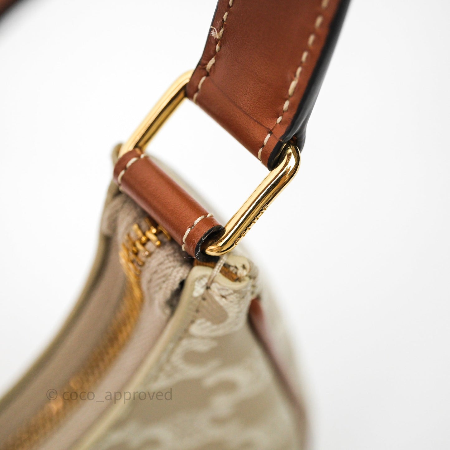 Celine Ava Bag In Triomphe Canvas Calfskin Grege