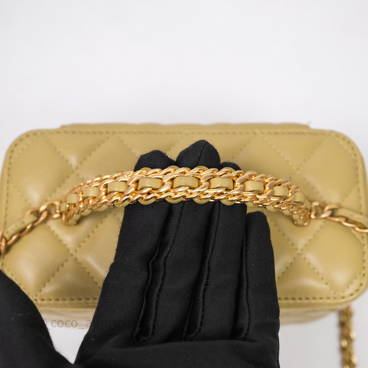 Chanel Top Handle Vanity with Chain Olive Green Lambskin Aged Gold Hardware