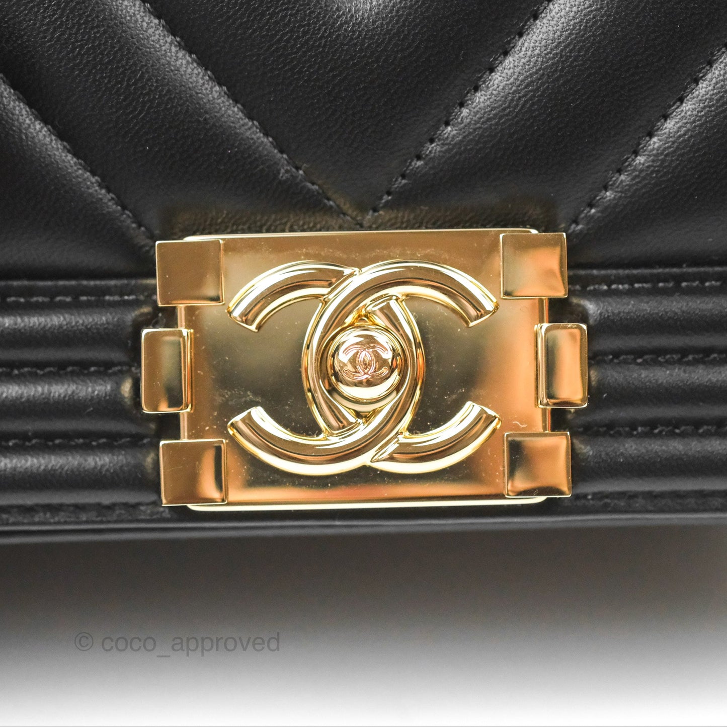 Chanel Small Boy Chevron Black Lambskin Gold Hardware