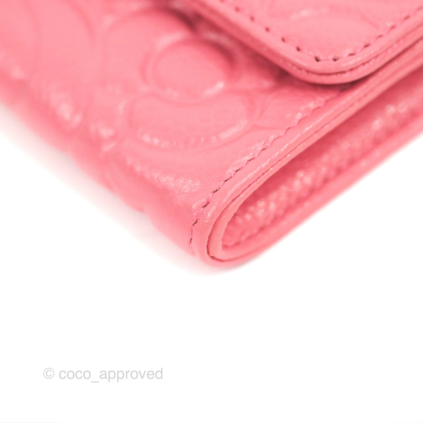 Chanel Camellia Card Holder Pink Caviar Gold Hardware