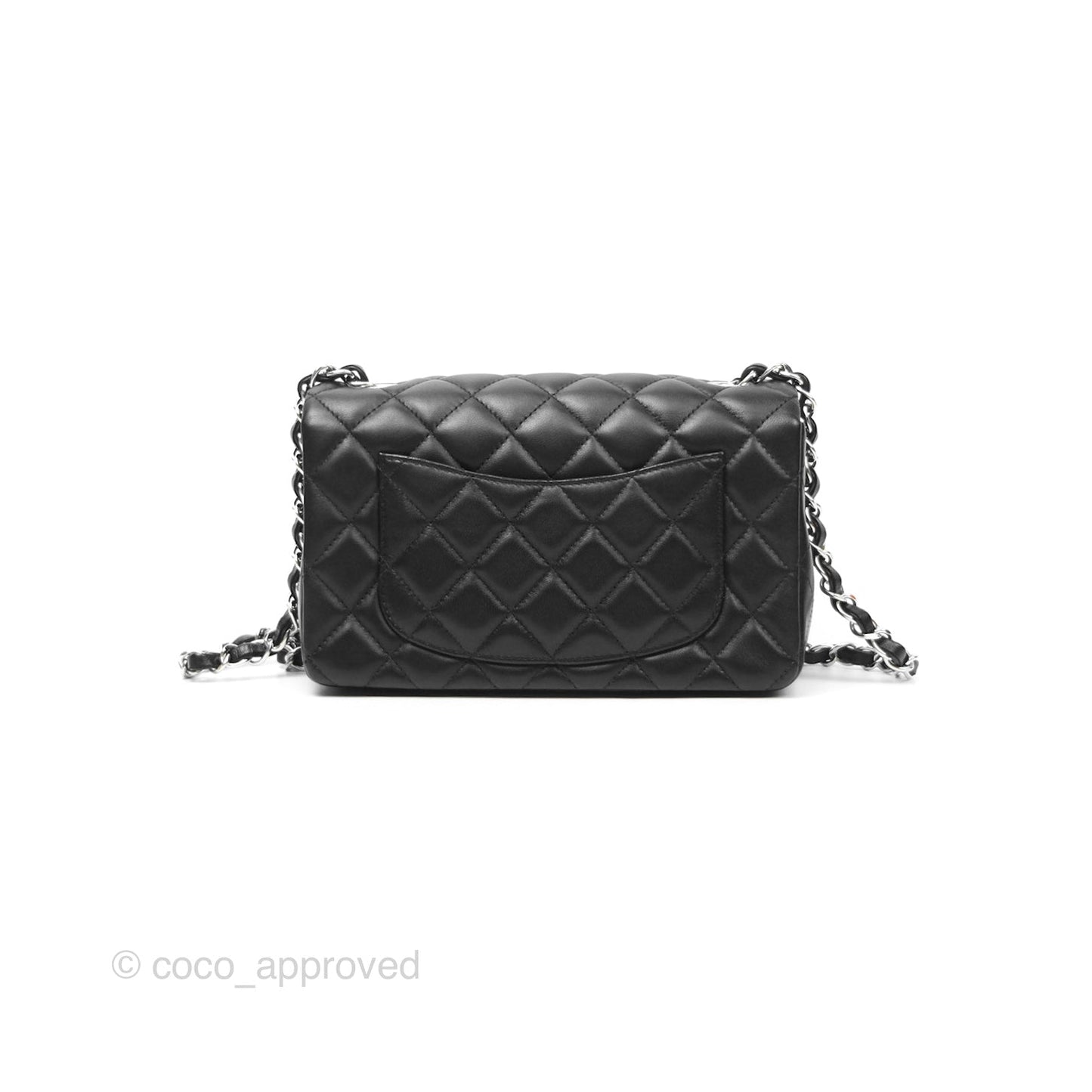 Chanel Quilted Mini Rectangular Black Lambskin Silver Hardware
