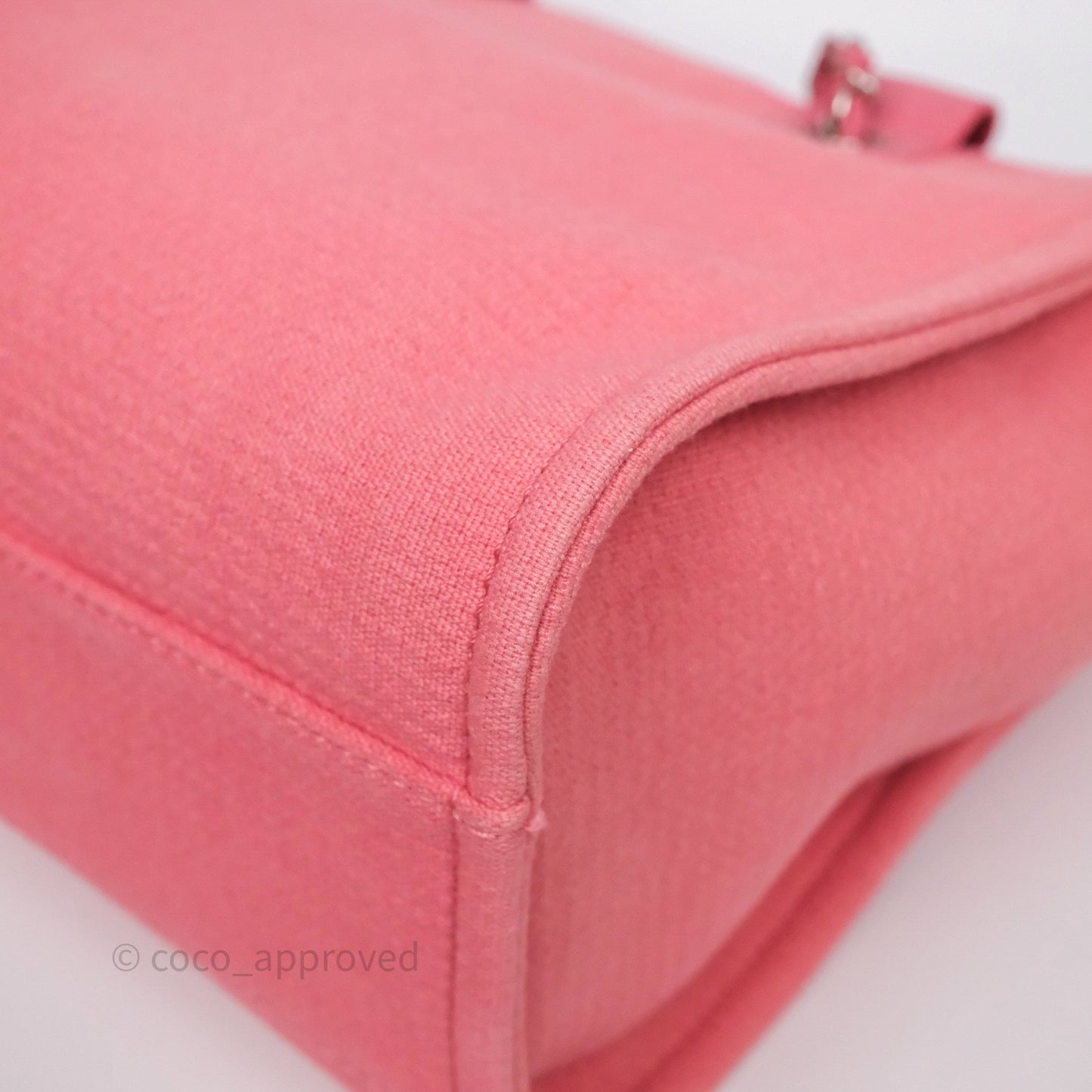 Chanel New Small Deauville Tote Pink Cotton Sliver Hardware