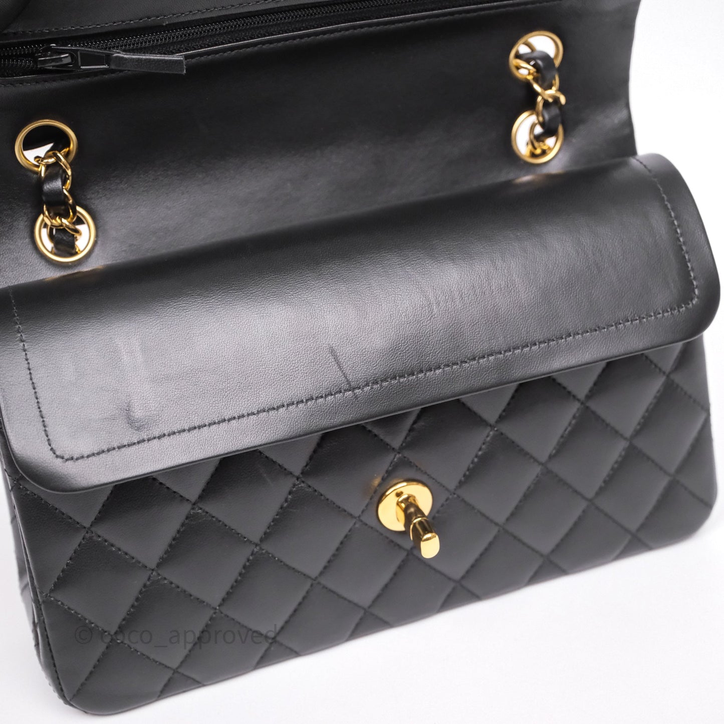 Chanel Small Classic Flap Quilted Black Lambskin Gold Hardware